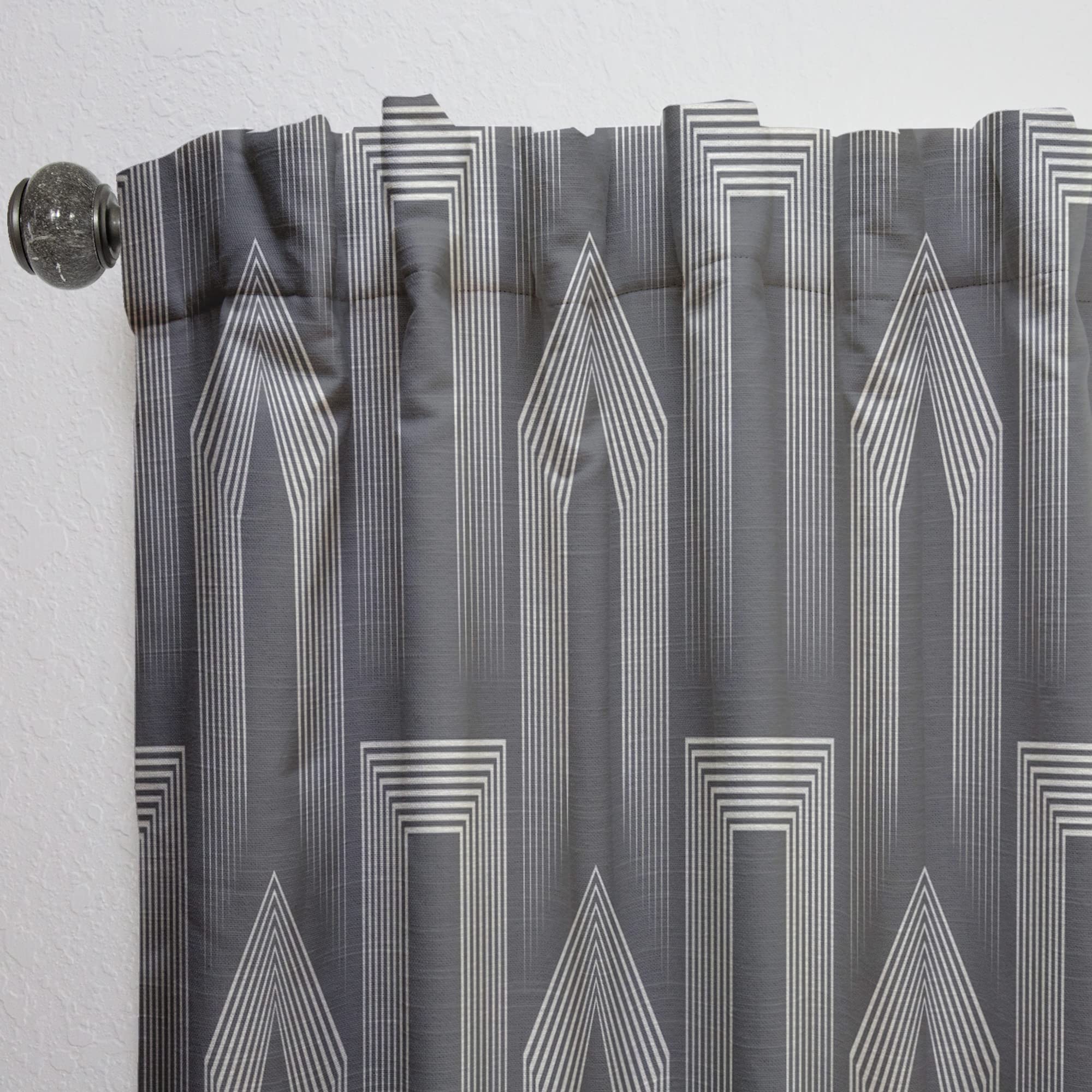DesignQ Minimalist Black & White Curtains - Thermal Insulated Single Panel (52x90 inches) for Bedroom & Living Room - Modern Window Drapes for Home Decor & Light Blocking