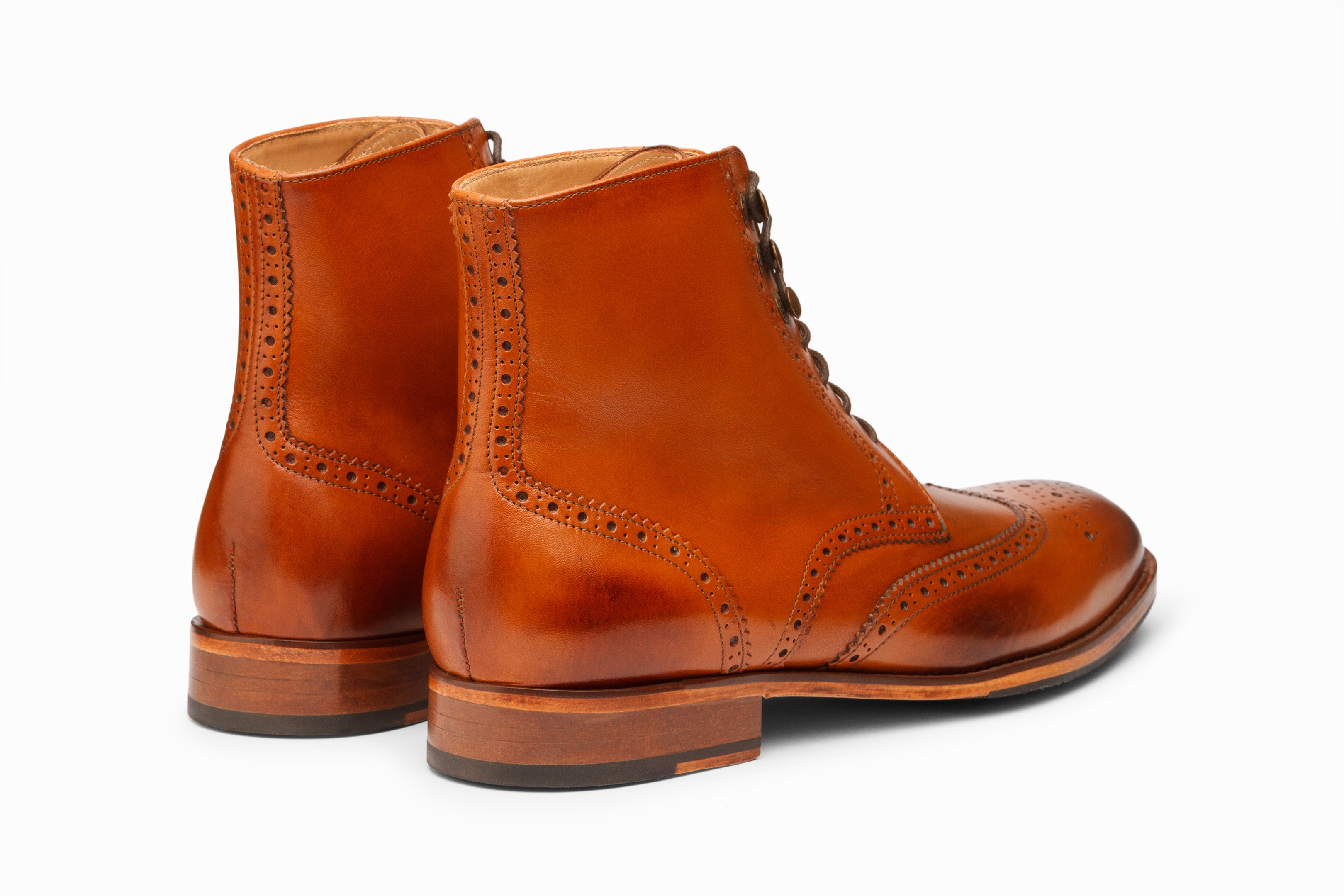 Premium Leather Wingtip Brogue Boots for Men - Classic Tan Oxford Style Dress Shoes - Perfect for Business, Formal Events & Office Wear