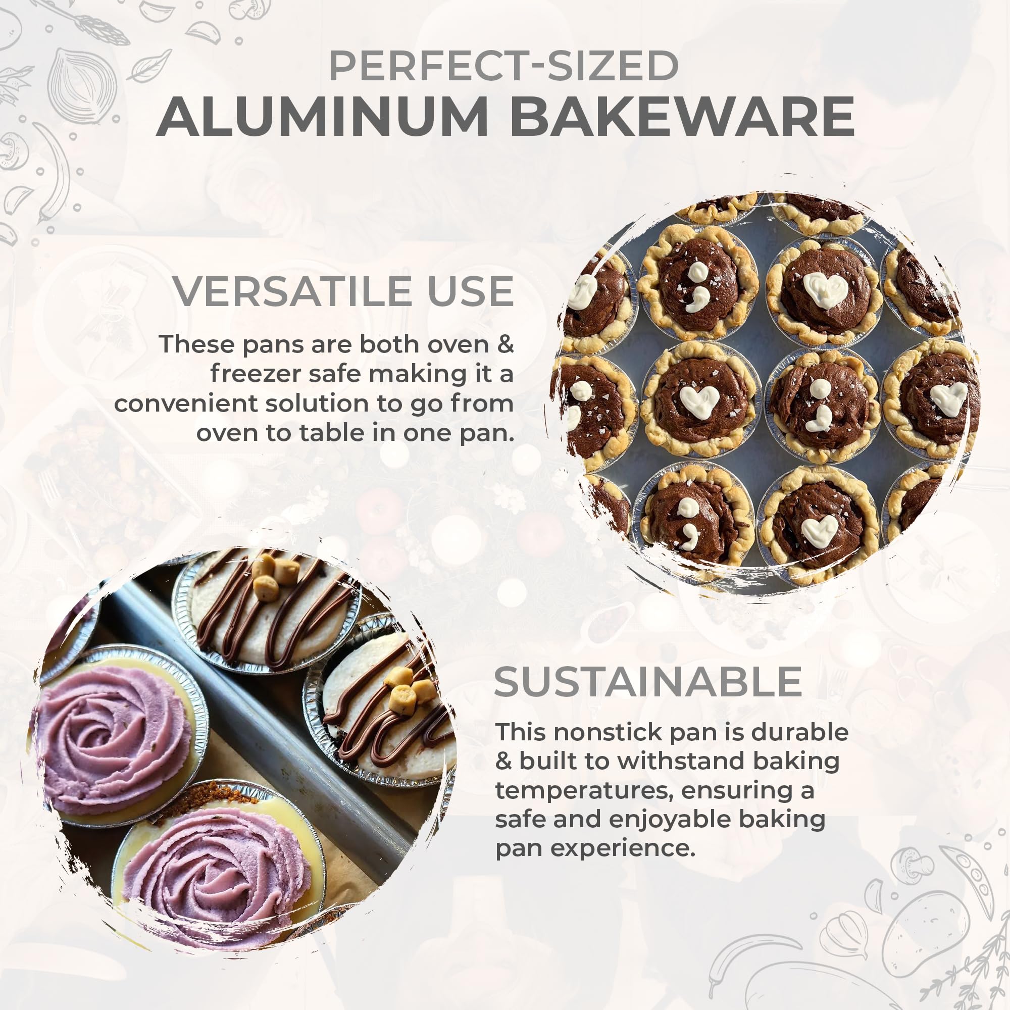 KitchenDance 3-Inch Round Disposable Aluminum Foil Tart Pans - 301/500 Count for Baking Pies, Tarts & Desserts - Perfect for Home Baking, Party Treats & Holiday Cooking - Non-Stick & Easy Clean