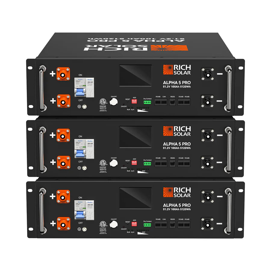 Rich Solar ALPHA 5 PRO 51.2V 100Ah LiFePO4 Lithium Iron Phosphate Battery - High Performance Deep Cycle Battery for Solar Energy Storage, RV, Marine & Off-Grid Power Systems