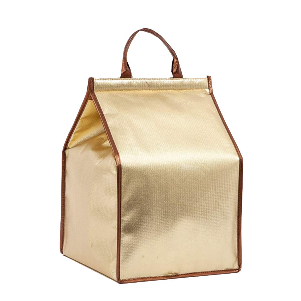 DOITOOL Insulated Lunch Bag - Reusable Thermal Tote Cooler for Picnics, Work & School | Keeps Food Fresh for 8+ Hours | Perfect for Cake, Ice Cream & Meal Storage (Champagne Gold, 8inch with Ice Pack) | Great for Office Lunch, Beach Trips & Outdoor Activities