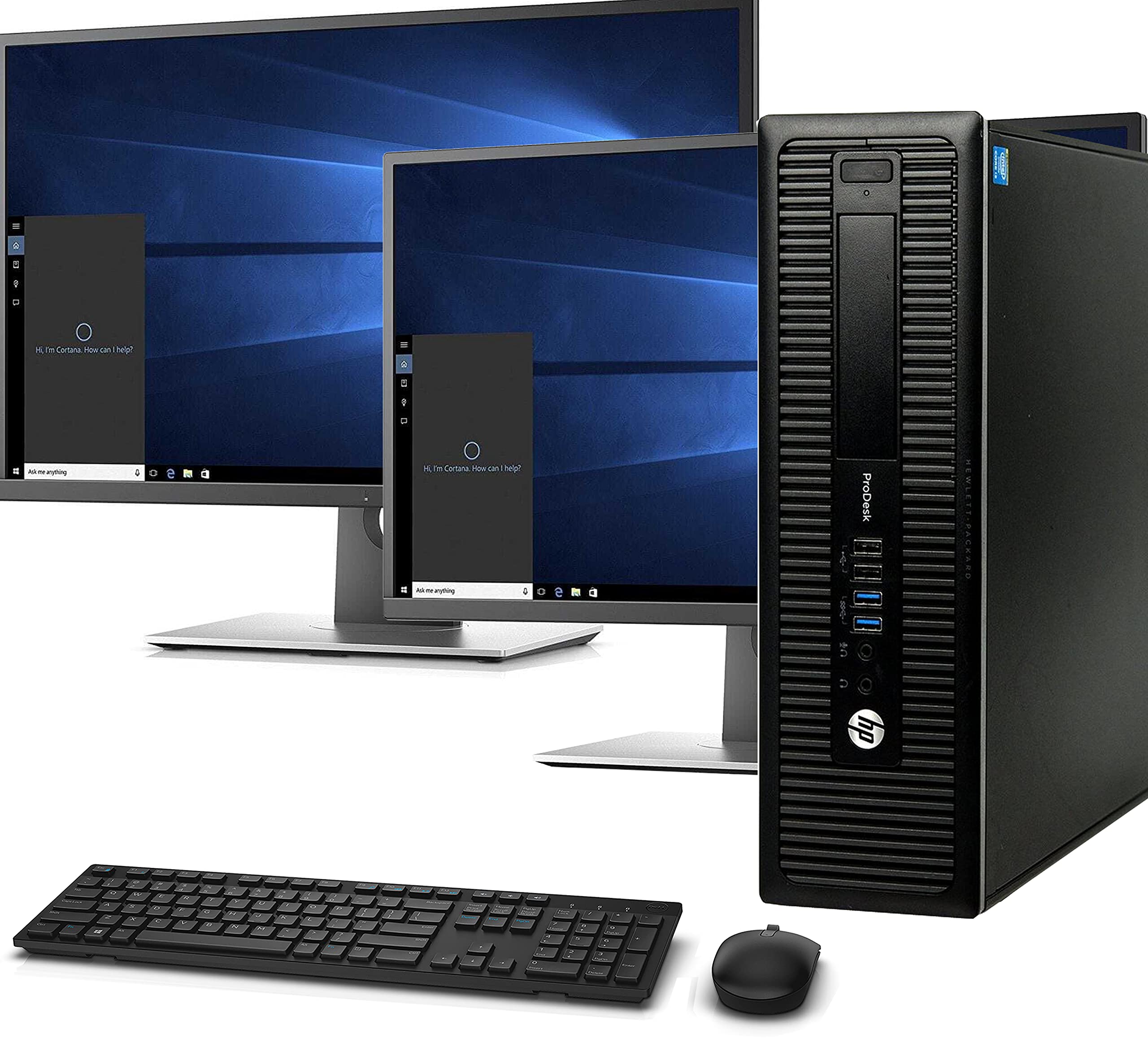 Renewed HP 600 G1 SFF Desktop PC - Intel Core i7 3.4GHz, 16GB RAM, 128GB M.2 SSD + 2TB HDD, WiFi/Bluetooth, Wireless Keyboard & Mouse - with Dual 23.8