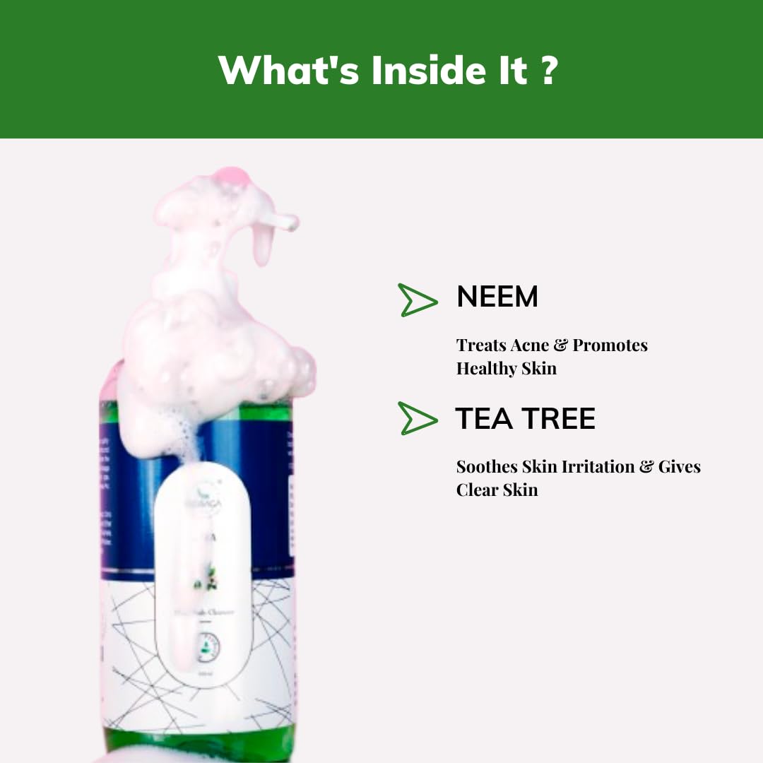 Biosaga NTEA Body Wash with Neem & Tea Tree Extract - Mild Herbal Cleanser for Oily & Acne-Prone Skin - Hydrating Anti-Pollutant Acne Treatment for Men & Women (300ml) - Perfect for Daily Shower & Post-Workout Skin Care