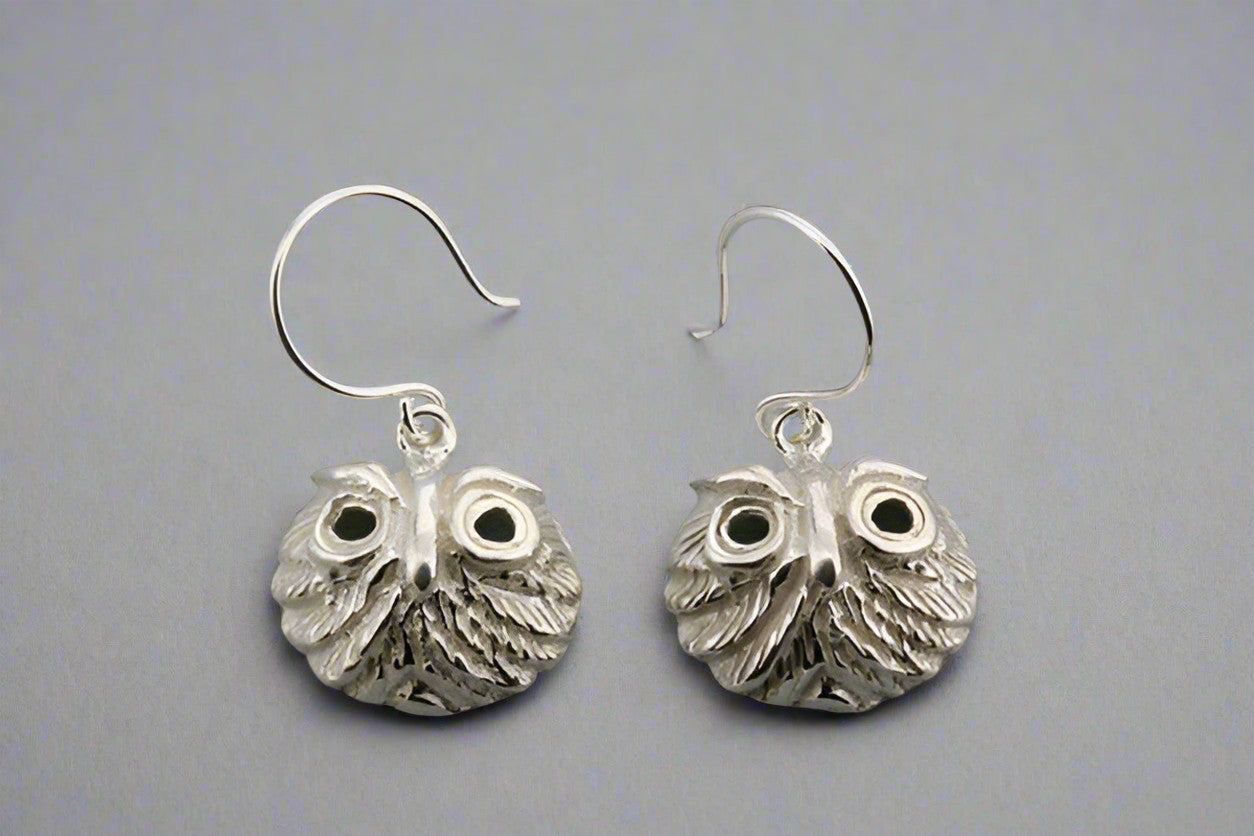 Sterling Silver Owl Mask Earrings - Handmade Boho Jewelry for Women, Perfect for Halloween, Cosplay & Festival Outfits