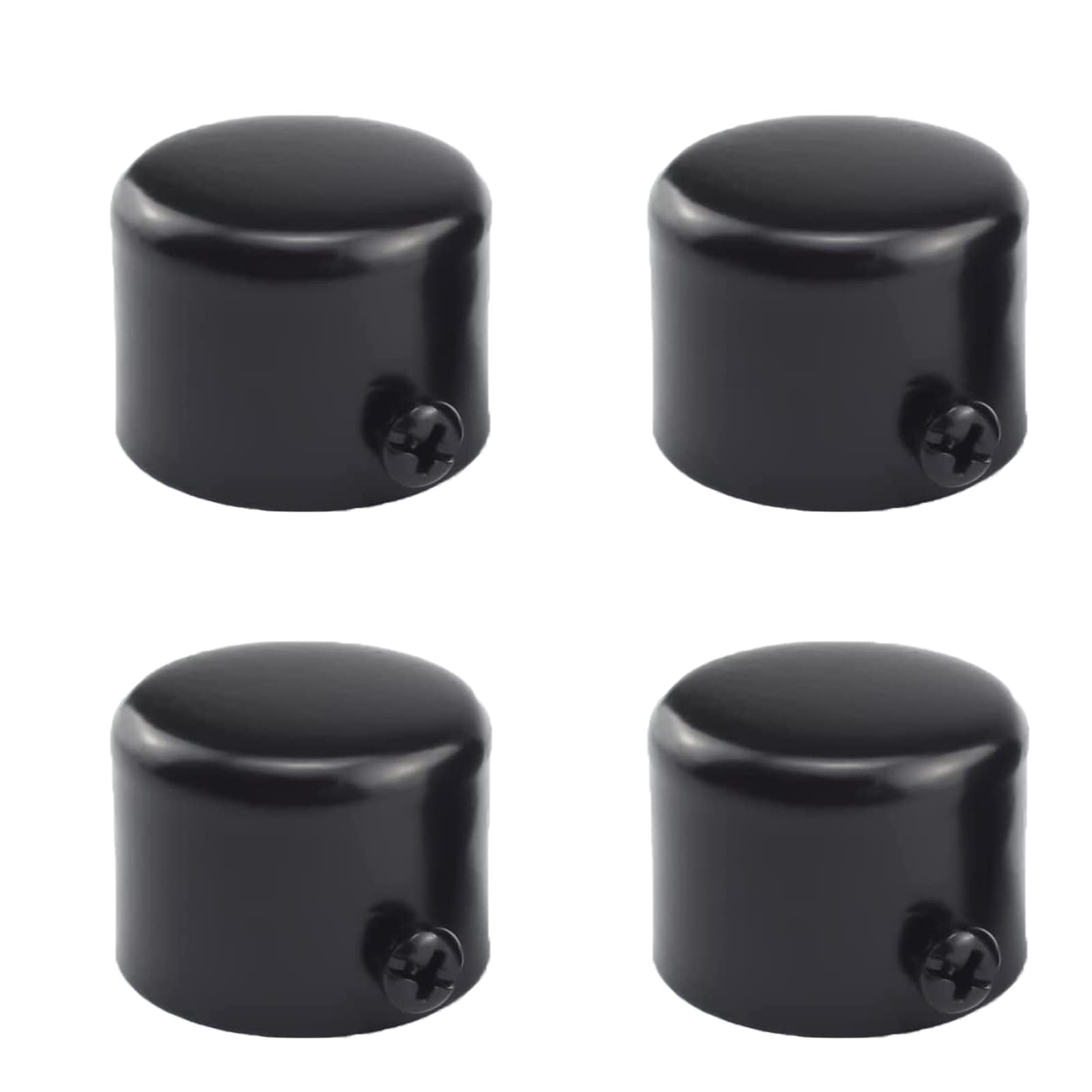 4 Pack Black Metal Curtain Rod End Caps - Fits 7/8