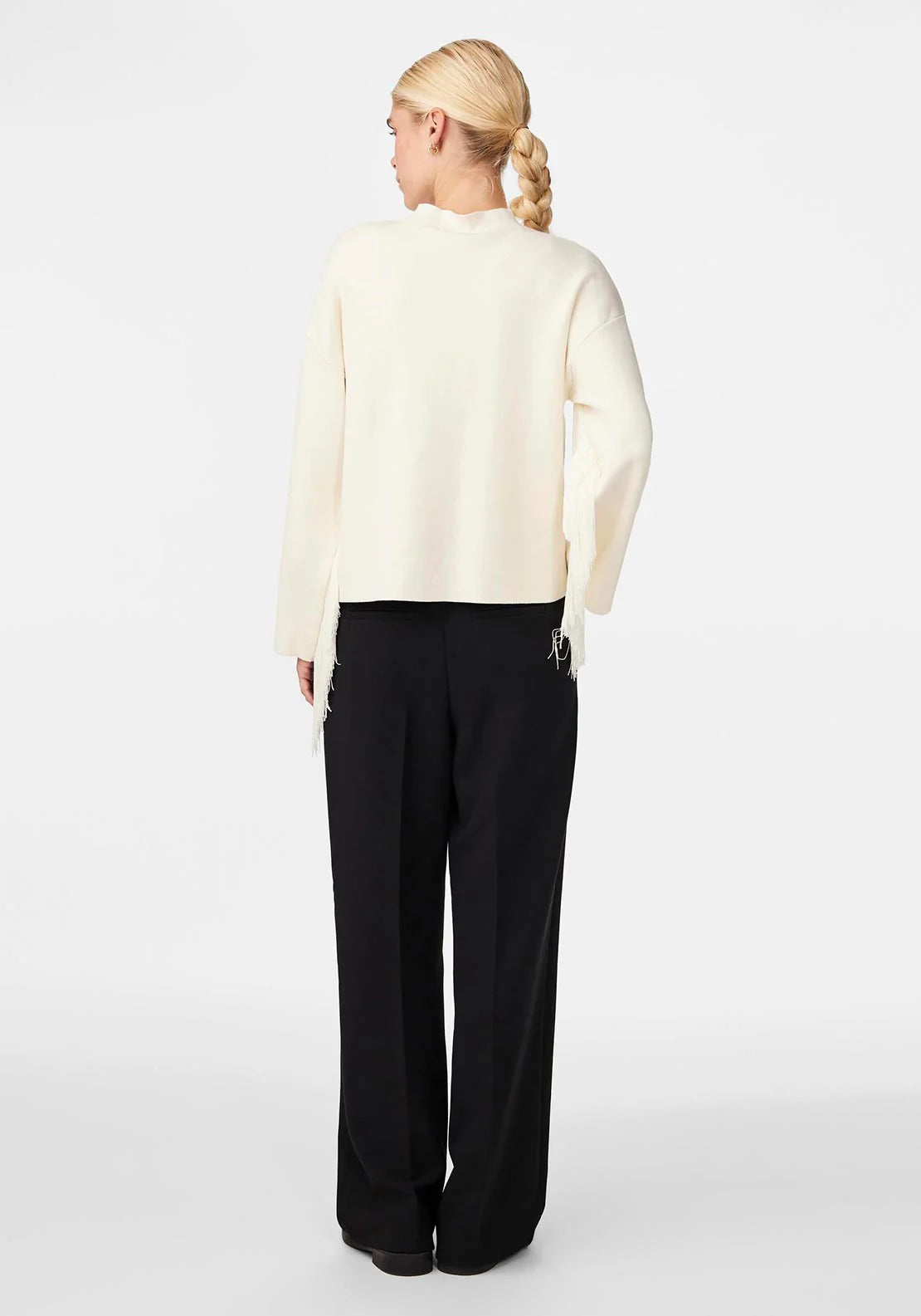 Gina Fringe Jumper Sweater - Cozy Knit Cardigan in Birch Color | Perfect for Fall Layering & Casual Outfits