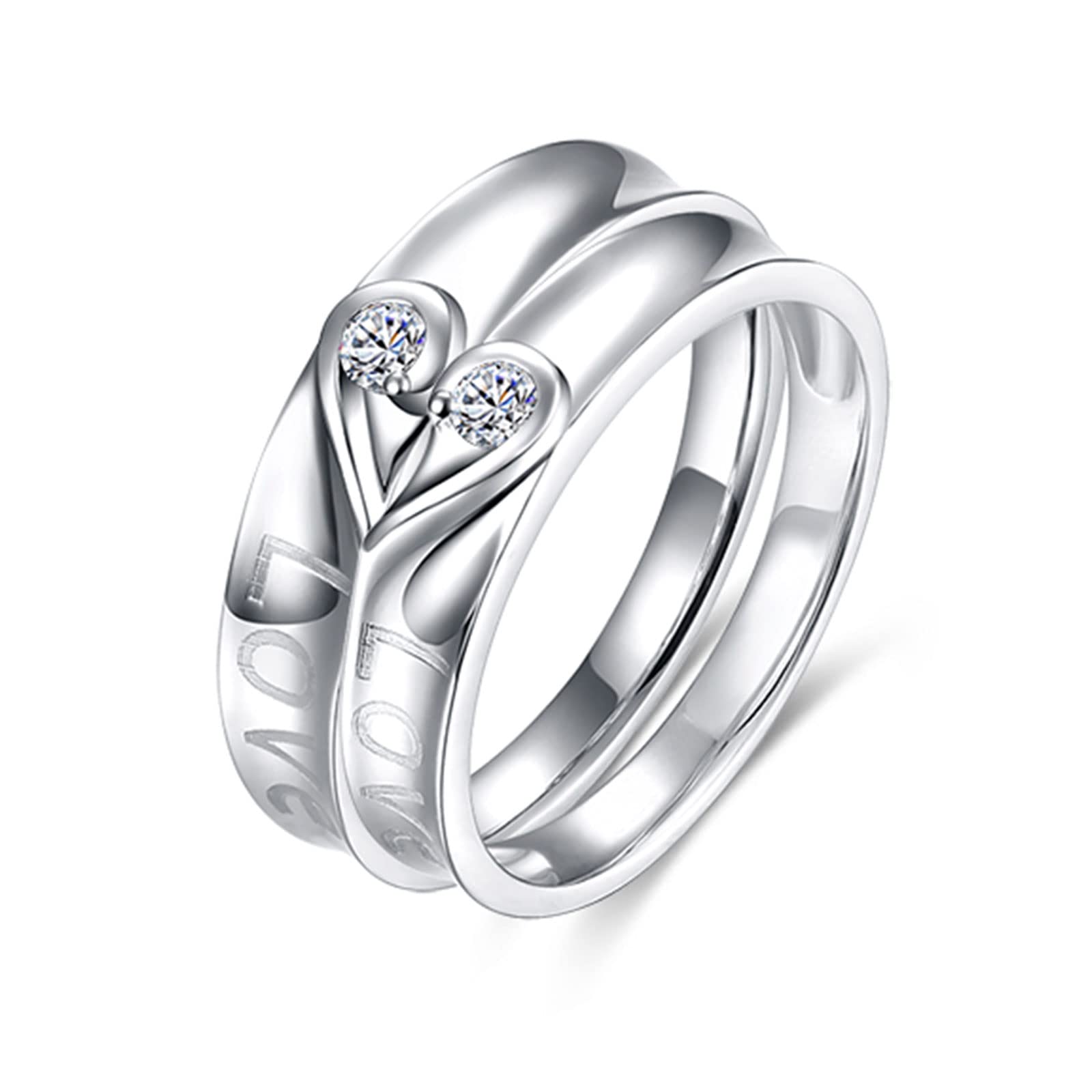 Diamond Matching Couples Rings for Him & Her - Sterling Silver/10K/14K/18K Wedding Promise Rings with Free Engraving - Perfect for Anniversaries, Engagements & Romantic Gifts