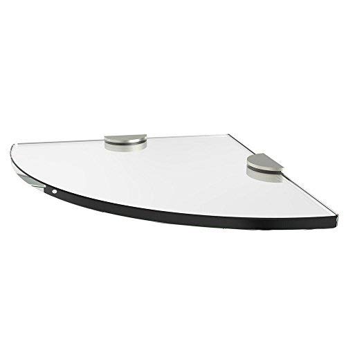 Ginger 0218CT-10-10/SN Tempered Glass Corner Toiletry Display Shelf - Satin Nickel Finish | Bathroom Organizer for Makeup, Perfume & Skincare Products | Space-Saving Design for Small Bathrooms & Vanities