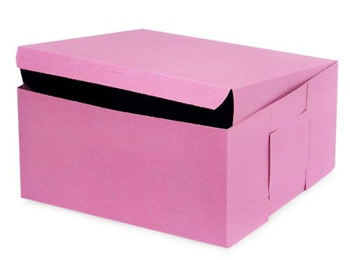 100-Pack Pink Bakery Boxes 10x10x5 Inches with Lock Corner - Perfect for Cupcakes, Cookies & Gift Packaging - Bulk Pastry Boxes for Bakeries & Events