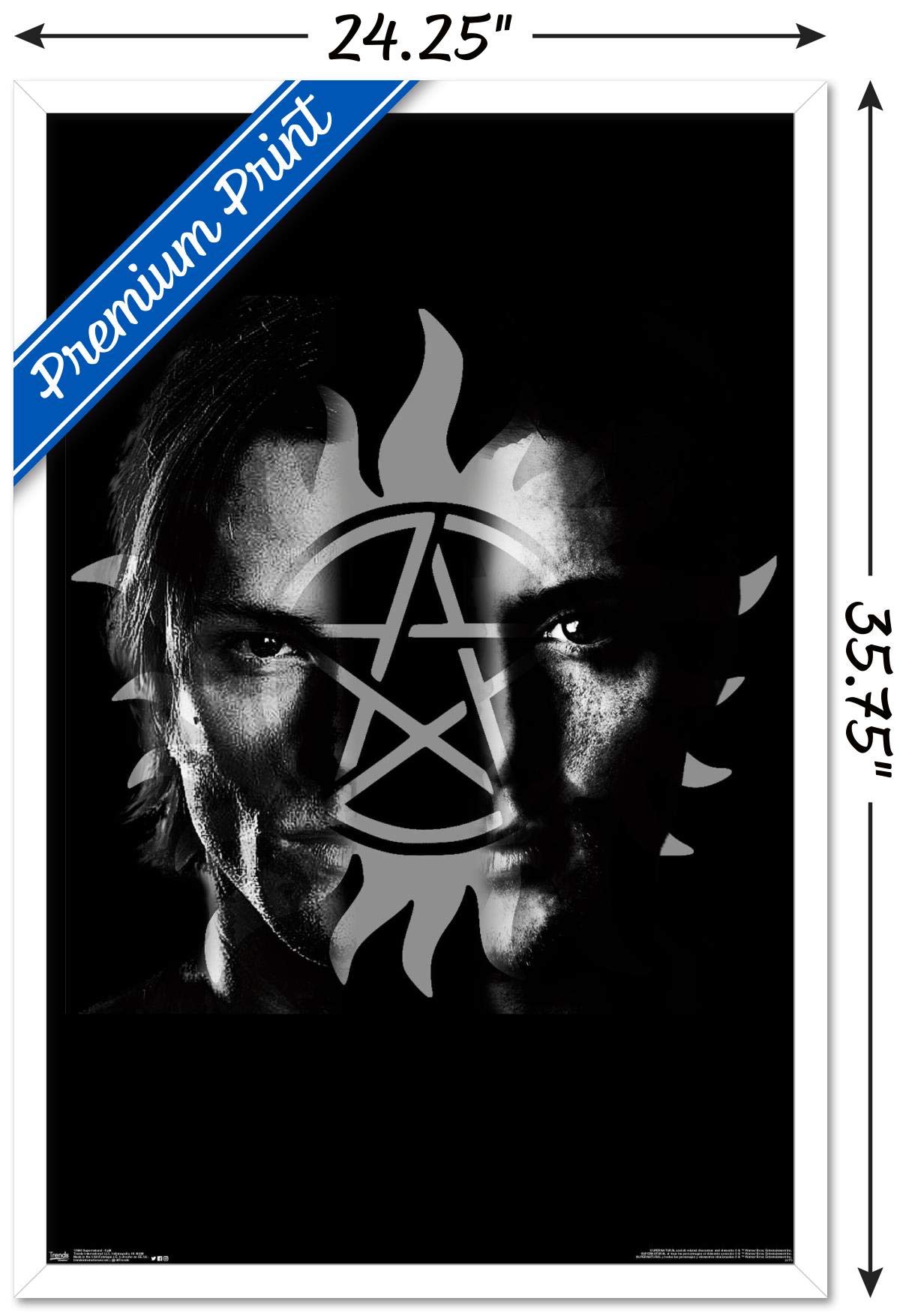 Supernatural TV Show Split Wall Poster - 22.375 x 34 Inches, White Framed Version - Perfect for Home Decor, Office & Gift for Fans