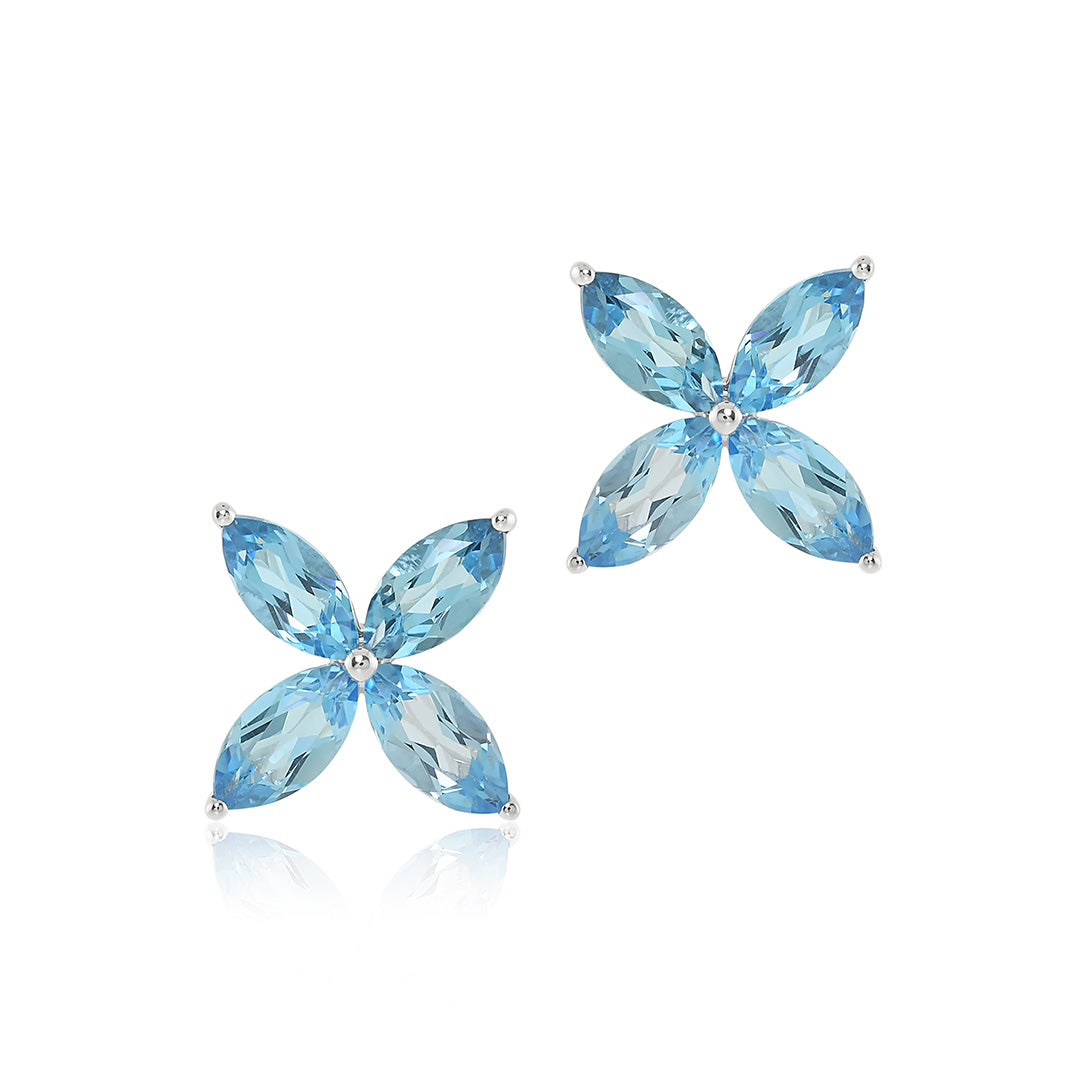 Stella Swiss Blue Topaz Earrings – Elegant Dangle Earrings for Women, Perfect for Weddings, Parties & Special Occasions