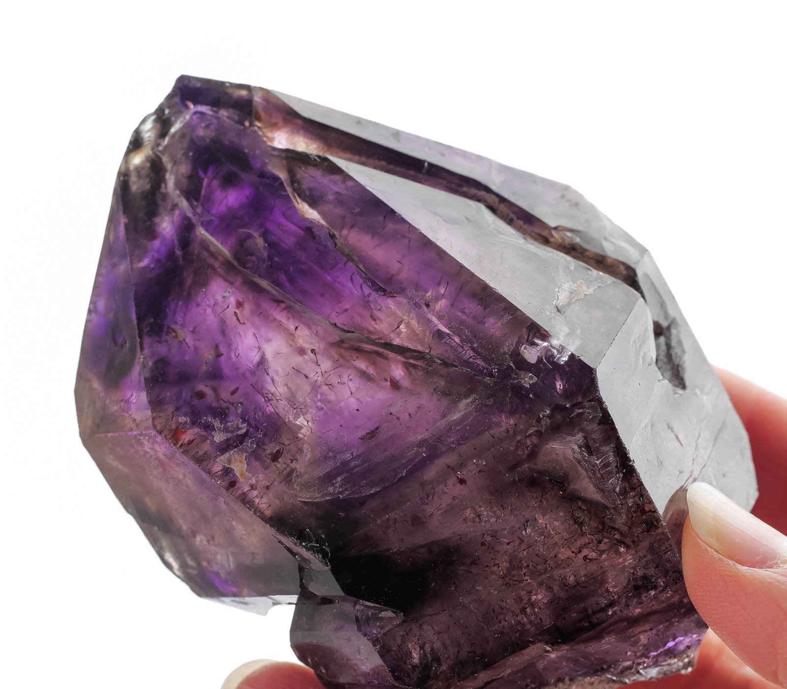 Natural Amethyst with Red Hematite Needles - Raw Crystal Birthstone for February | Unique Healing Stone Gift, Boho Home Decor for Meditation & Spiritual Energy