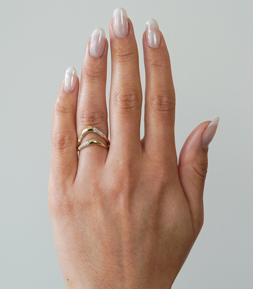 Large Melt Band With Pave Diamond Patches - Elegant Stackable Ring for Women, Perfect for Weddings, Anniversaries & Everyday Wear
