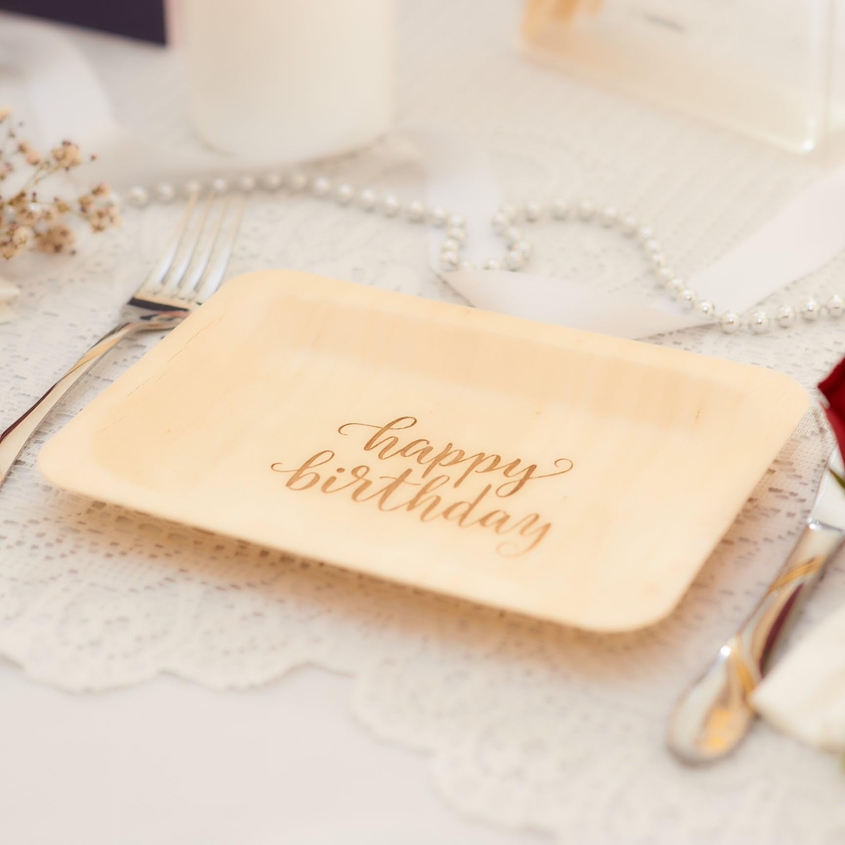 Eco-Friendly Disposable Birthday Party Plates - 50 Pack Biodegradable Compostable Plates for Birthday, Wedding, Baby Shower & Events (Salad/Dessert Size) - Sustainable Alternative to Plastic Tableware