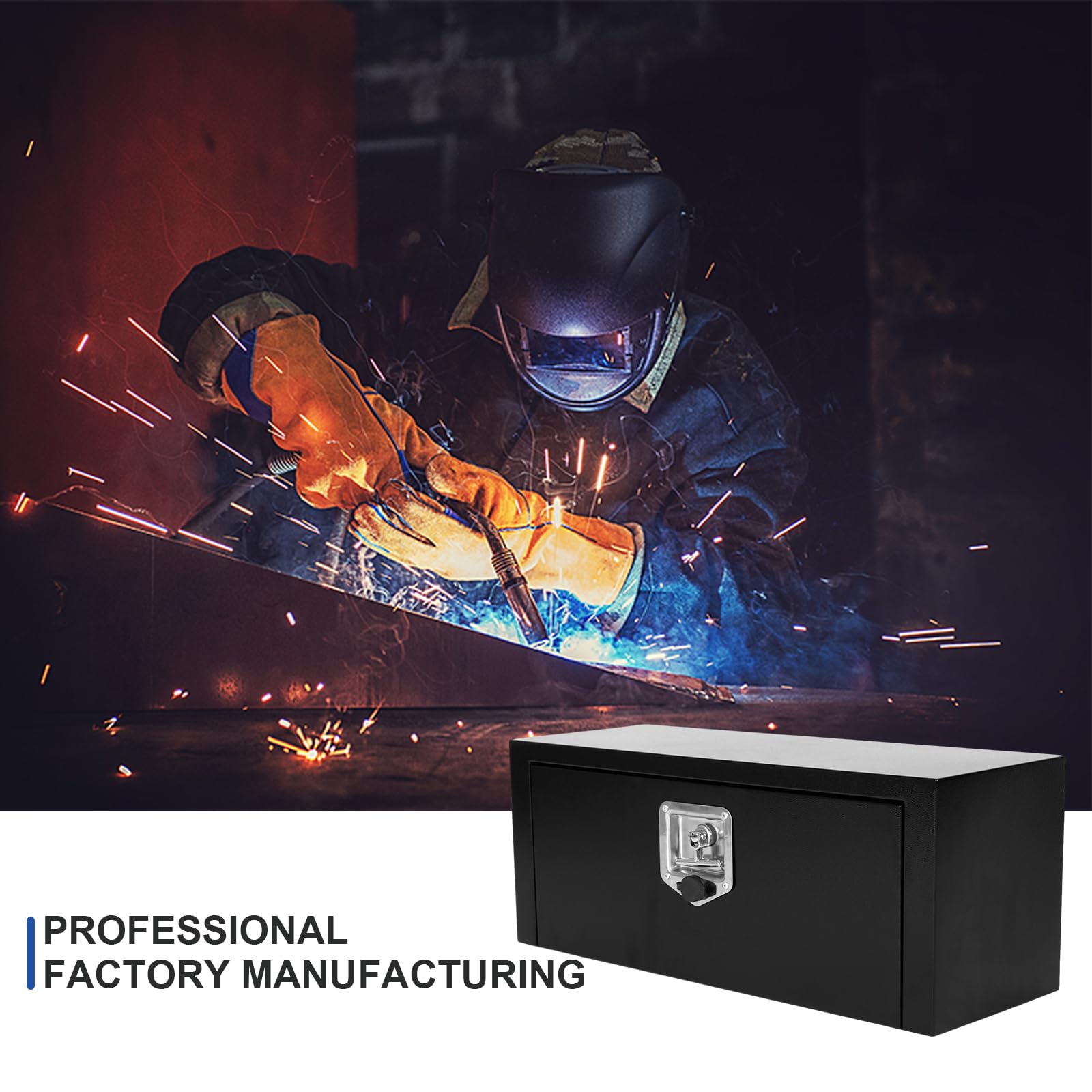 Heavy Duty Black Steel Underbody Truck Tool Box with T-Handle Lock - 27