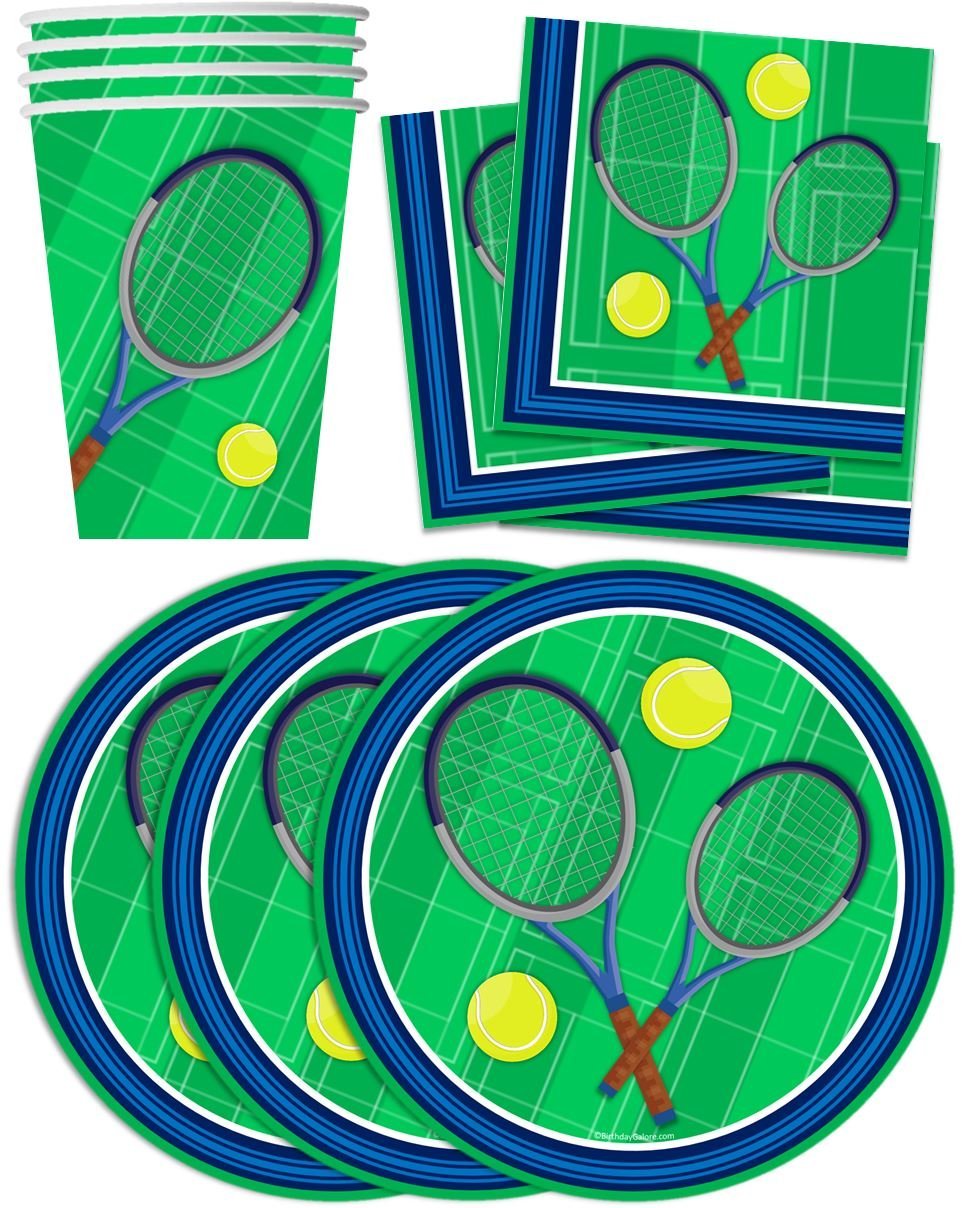 Tennis Birthday Party Supplies Set - 16-Piece Tableware Kit with Plates, Napkins & Cups for Kids Sports Themed Celebrations