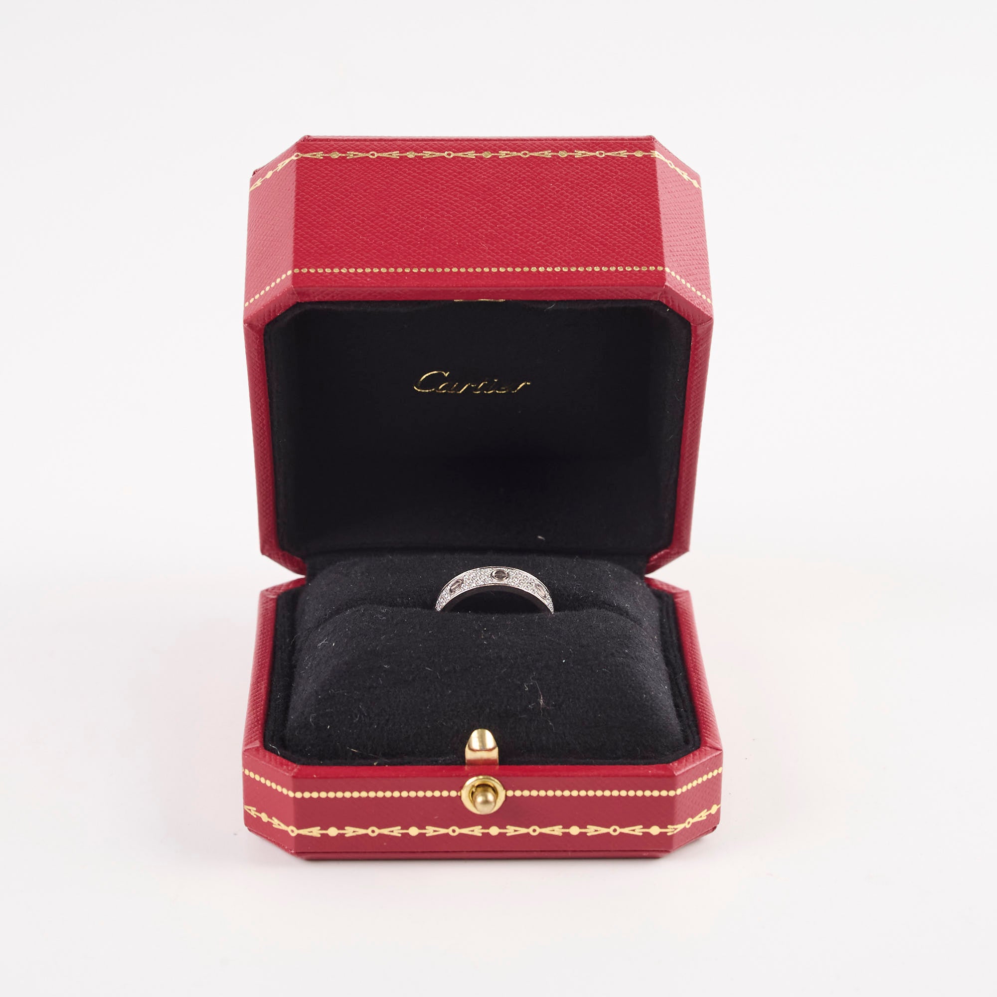 Cartier Pave Diamond Love Ring in 18K White Gold - Size 53 for Women | Luxury Wedding Band, Anniversary Gift & Engagement Ring for Special Occasions