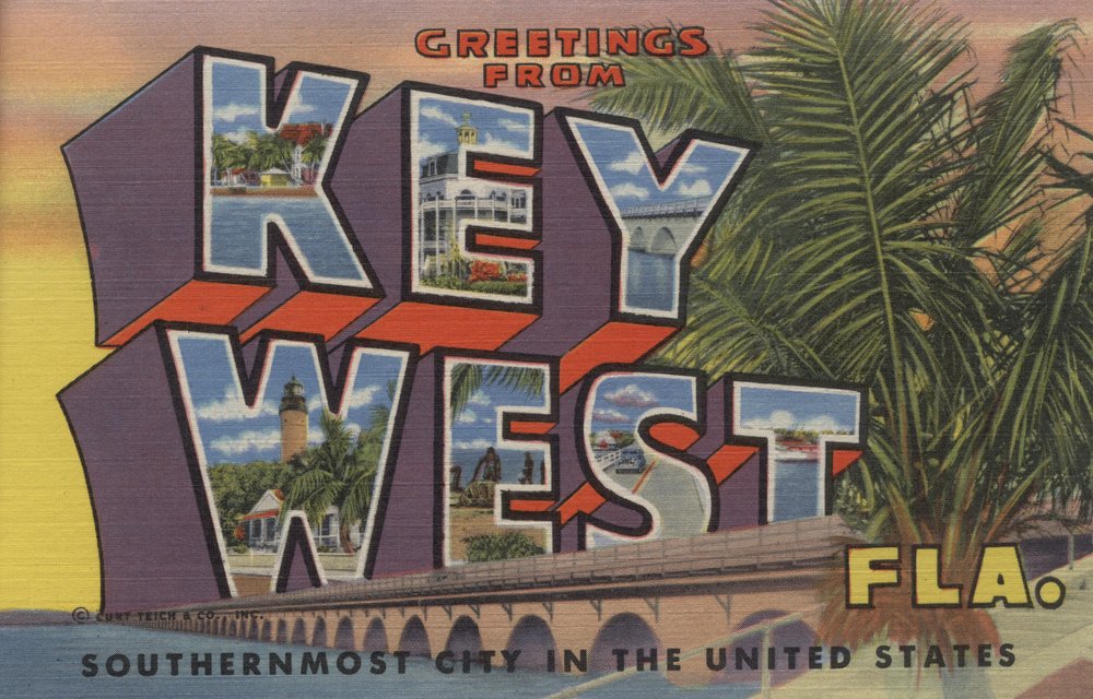 Key West Florida Large Letter Scenes 8607 - 24x36 Signed Art Print Poster, Tropical Wall Decor for Living Room, Beach House & Office