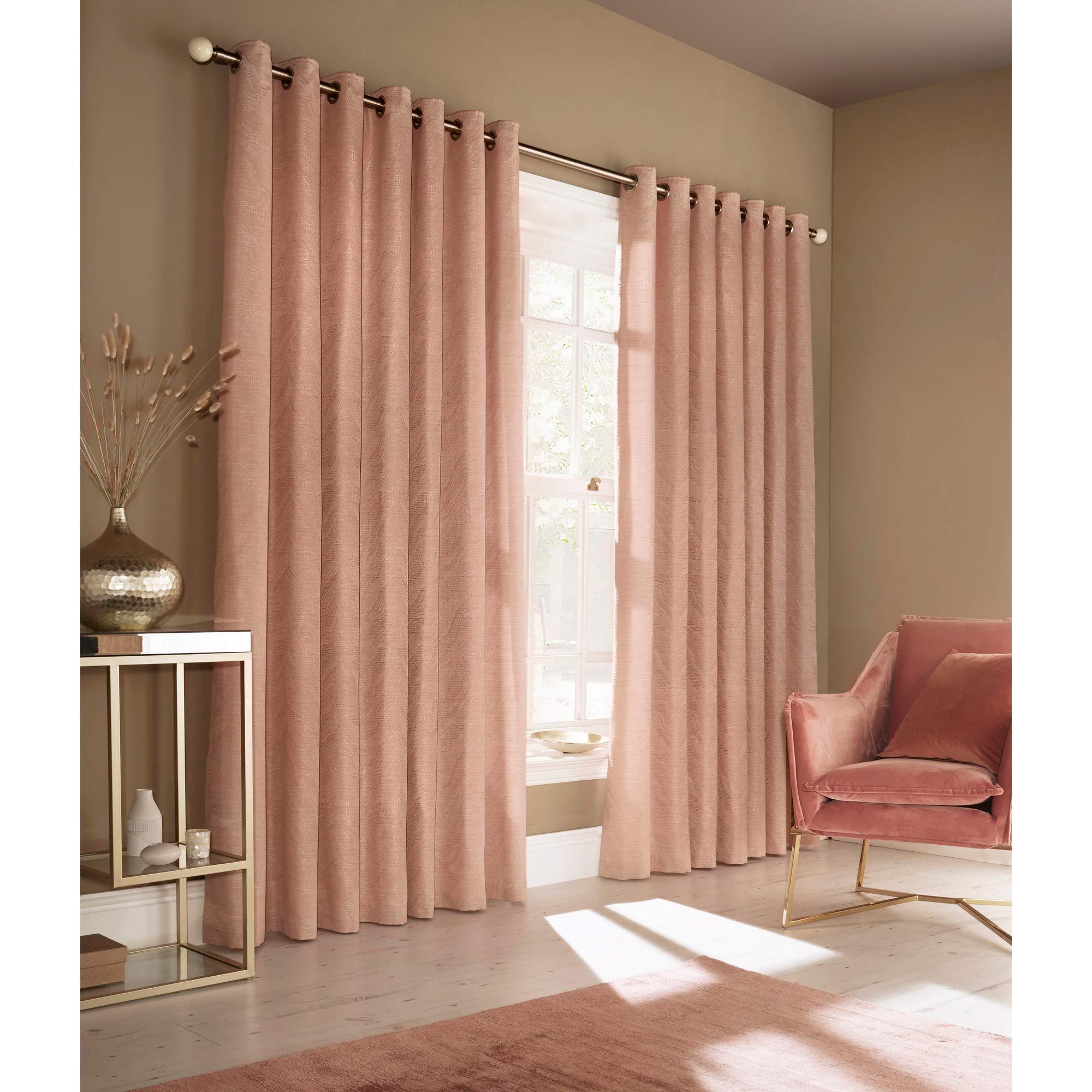 Himalaya Jacquard Design Eyelet Curtains (Pair) - Elegant Window Treatments for Living Room, Bedroom & Home Decor