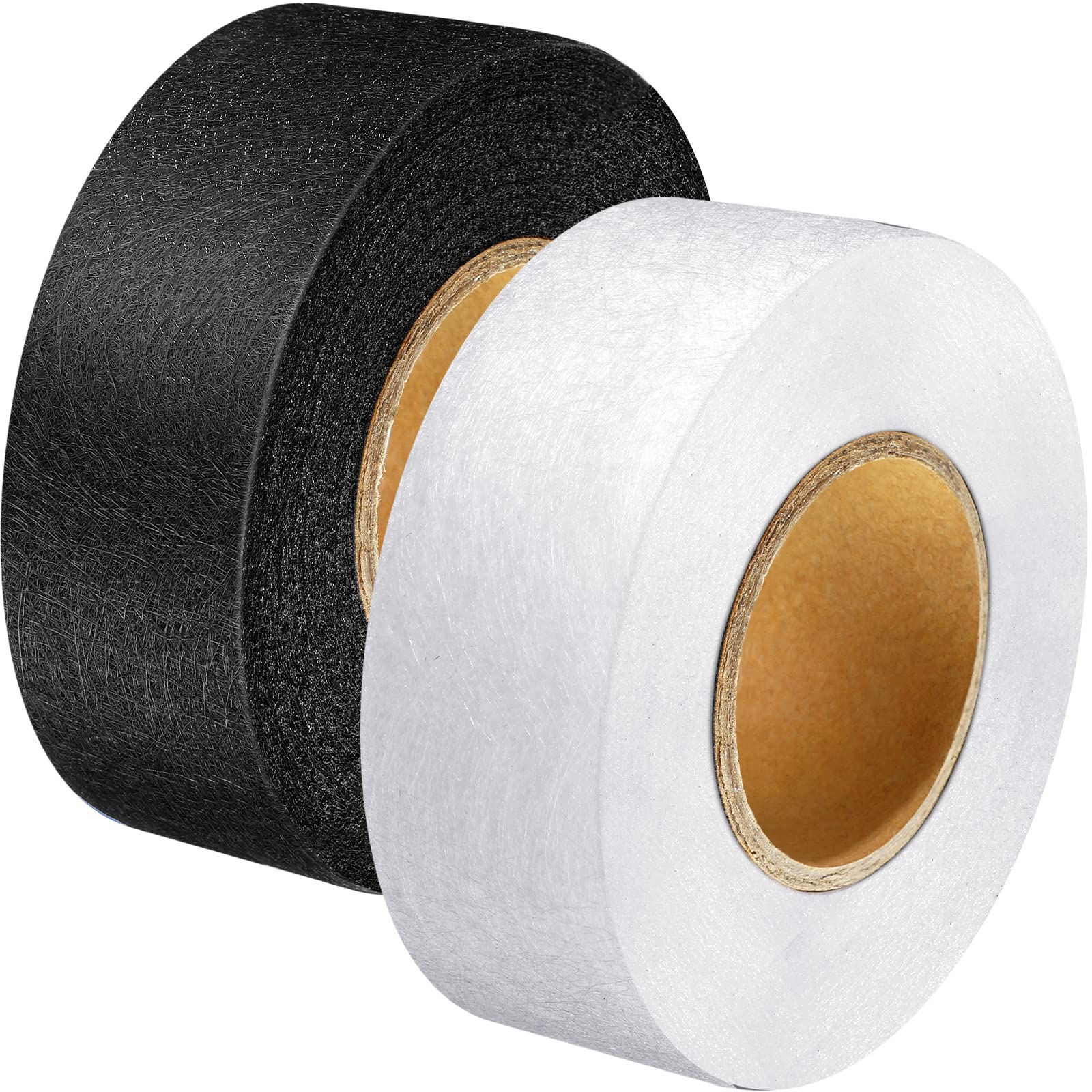 Outus 2 Rolls Fabric Fusing Tape - 1/2 Inch Iron-On Adhesive Hem Tape (27 Yards Each, Black & White) for Clothing Repairs, DIY Sewing & Craft Projects