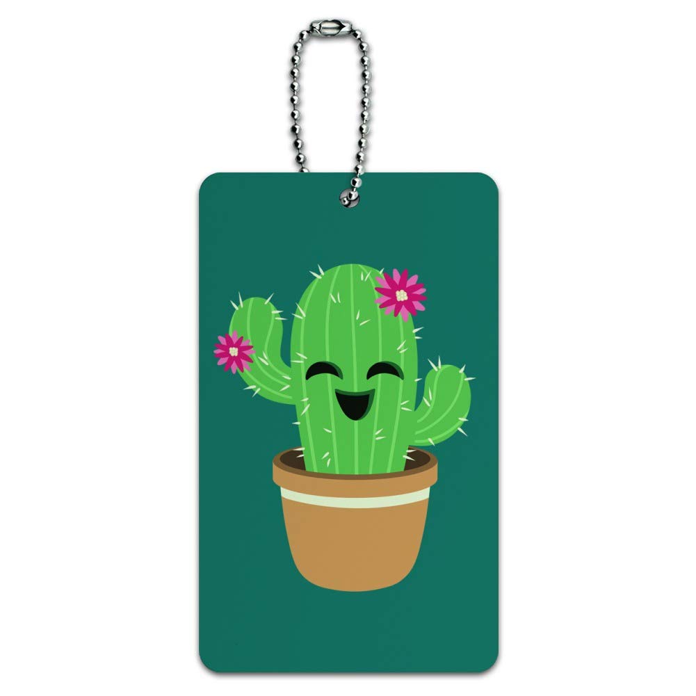 Adorable Mini Cactus in Pot with Pink Flowers - Luggage ID Tag for Suitcases & Carry-On Bags | Perfect Travel Accessory for Vacation & Business Trips