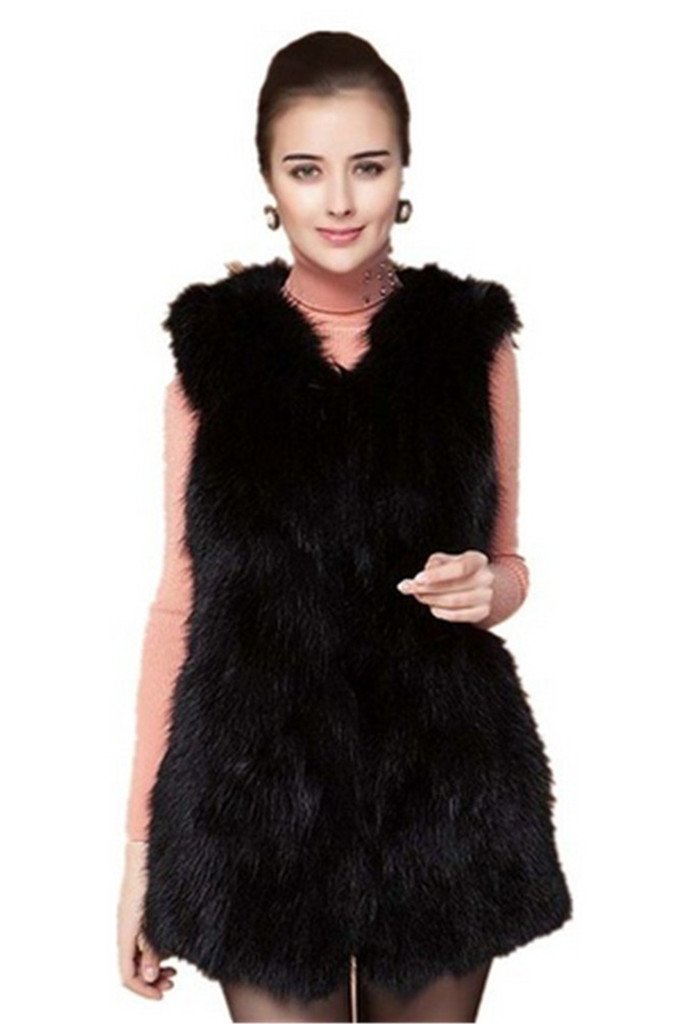 YR Lover Women's Winter Real Raccoon Fur Vest Jacket - Warm Cozy Faux Fur Outerwear for Cold Weather, Fashionable Layering Piece for Casual Outfits, Office Wear & Outdoor Activities