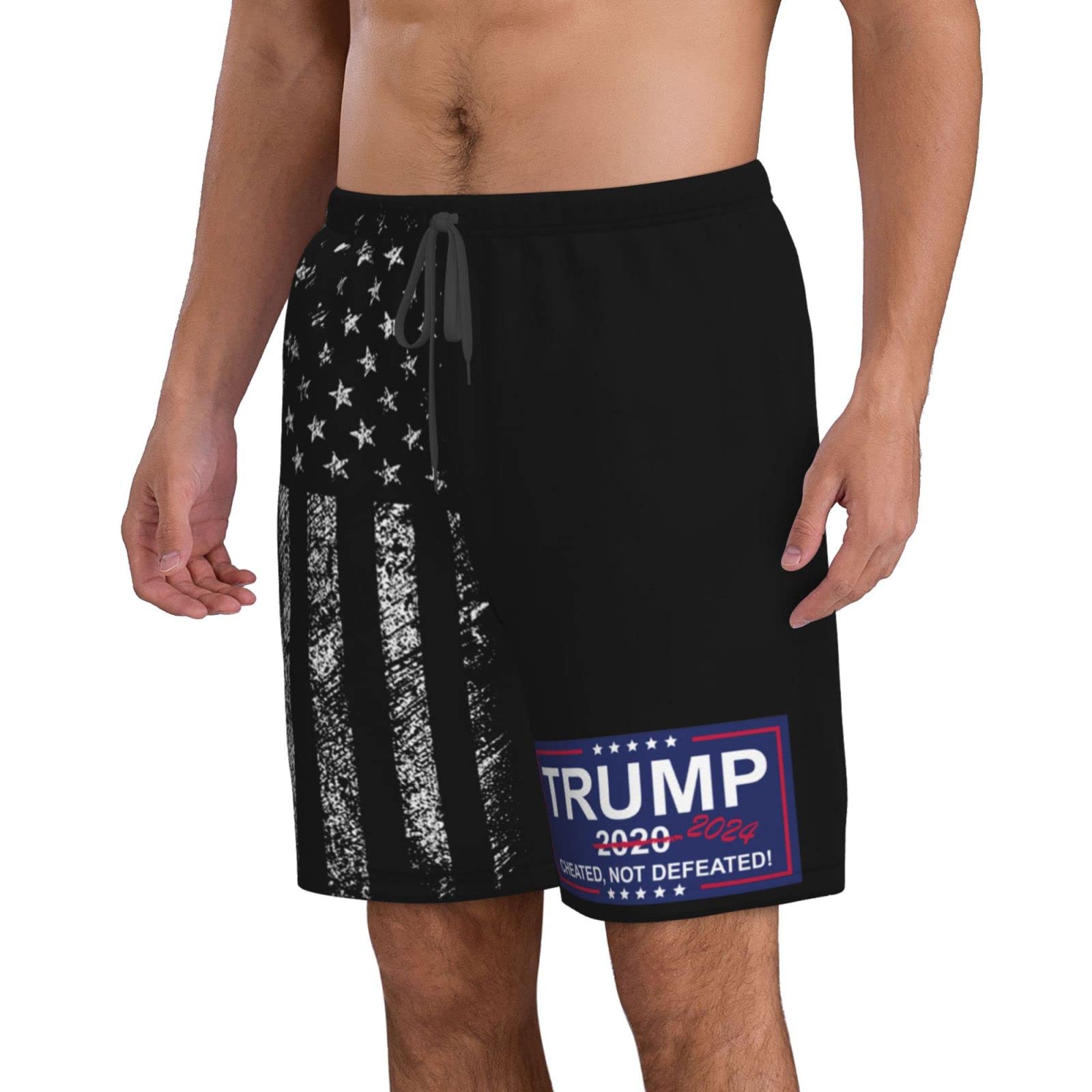 Funny Trump 2024 Cheated Not Defeated Gifts - Men's Mesh Basketball Shorts - Breathable & Comfortable Athletic Shorts for Workout, Running, Gym & Casual Wear