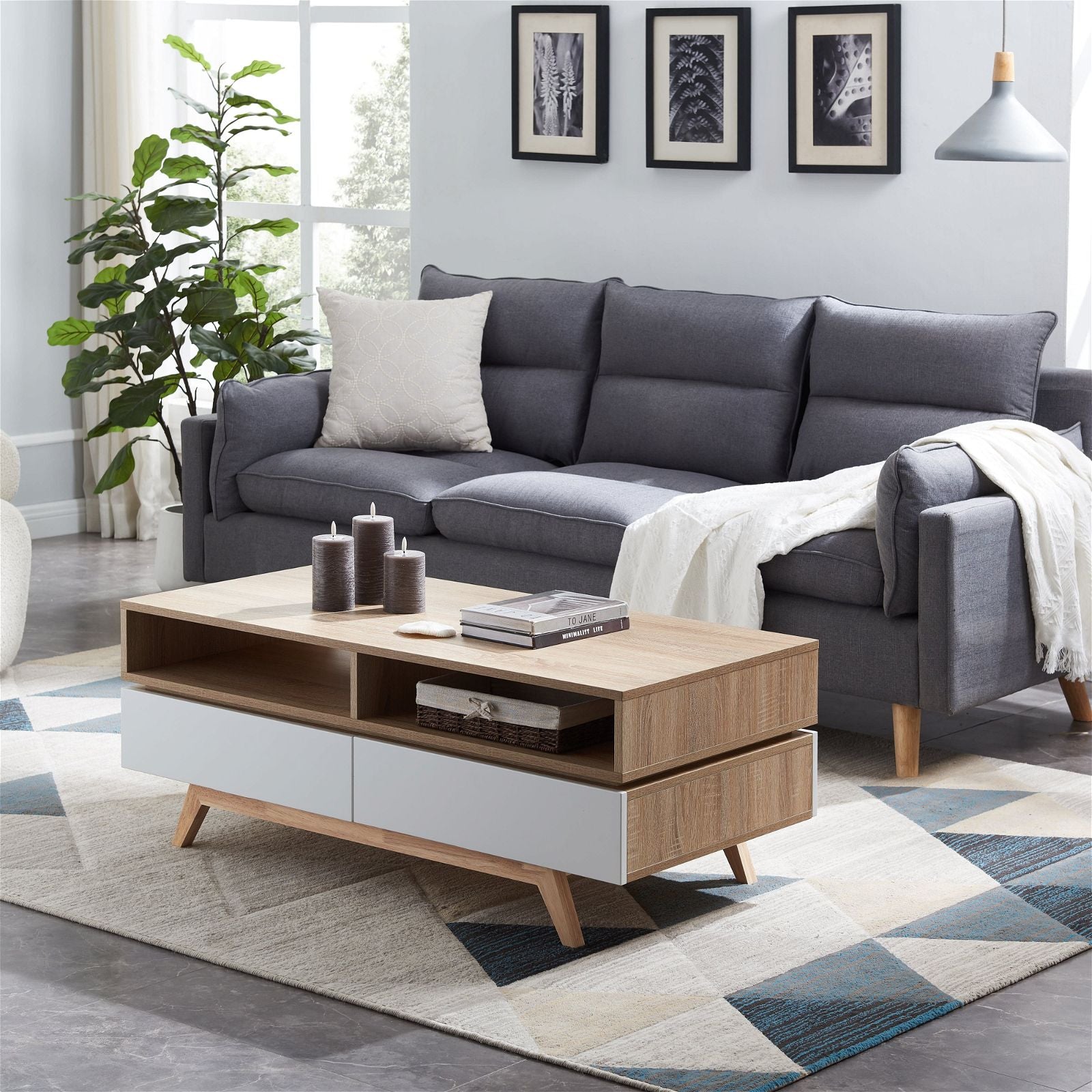 Criterion Silverton Solid Oak Coffee Table - Modern Living Room Furniture for Home Decor & Relaxation