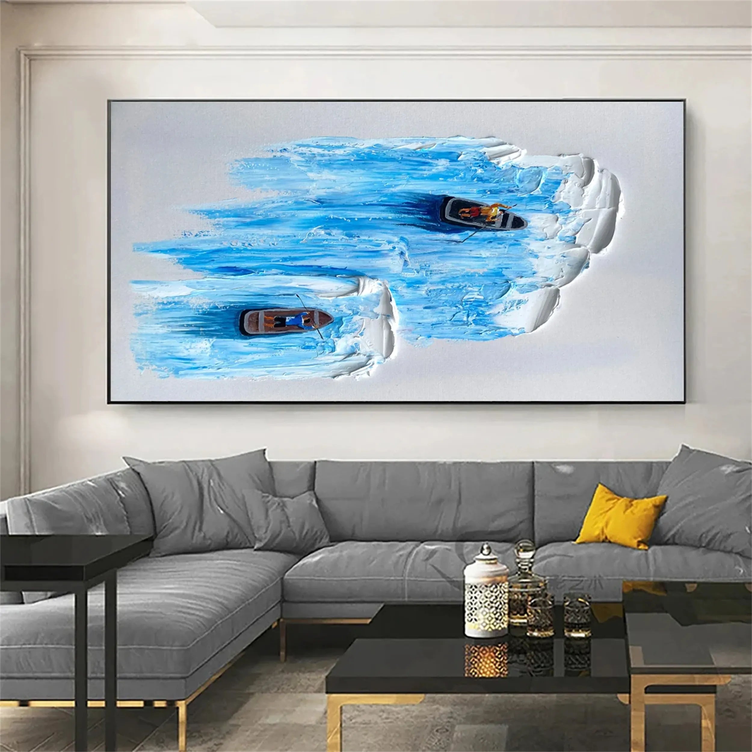 Ocean and Sky Painting #OS 127 - Handmade Canvas Wall Art for Home Decor, Office & Living Room - Coastal Landscape Seascape Artwork