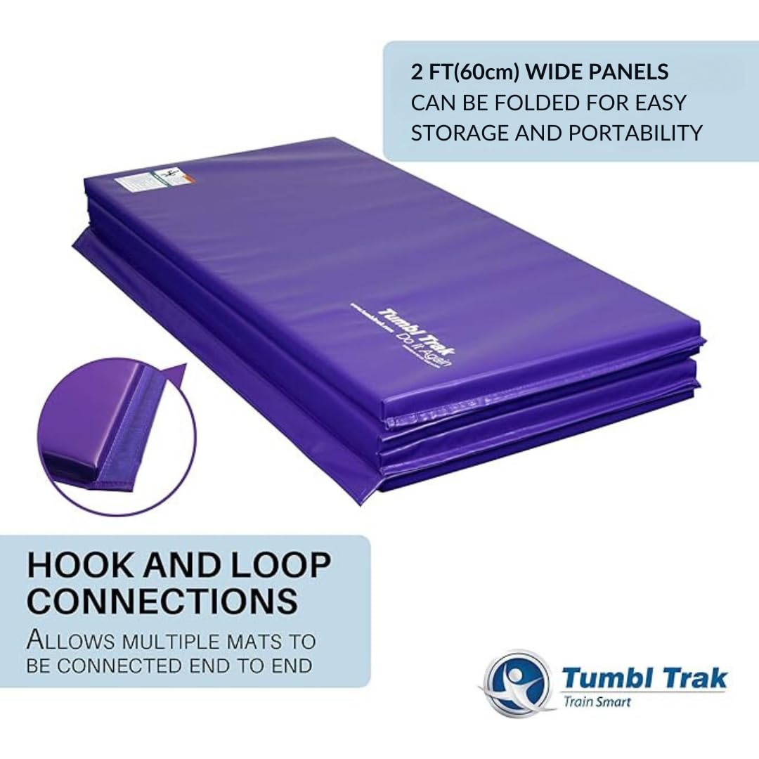 Tumbl Trak Folding Gymnastics Mat - Portable Tumbling Panel for Home & Gym Training - Perfect for Kids, Cheerleading & Gymnastics Practice