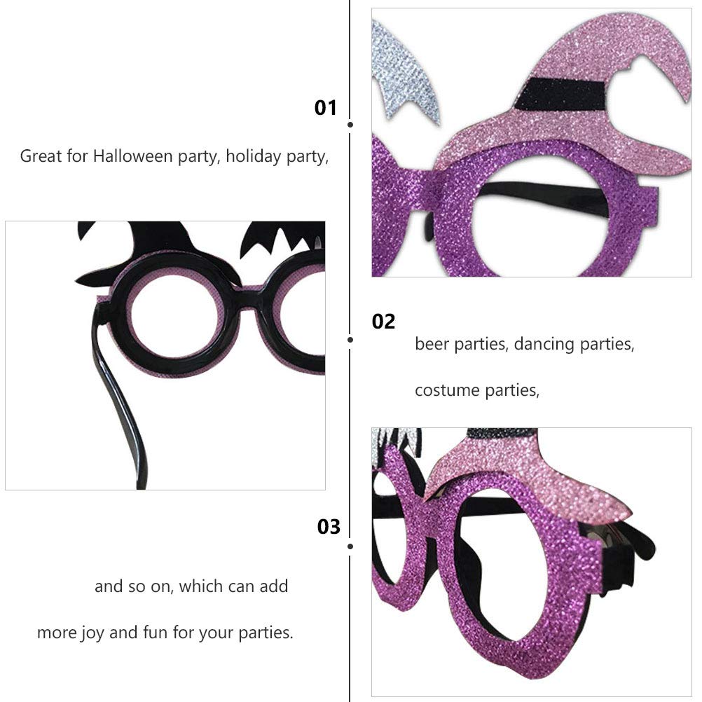 Balacoo 2-Pack Purple Witch Bat Glasses - Halloween Cosplay Eyewear, Party Photo Props, Fashion Accessories for Costumes, Bar Decor & Themed Events