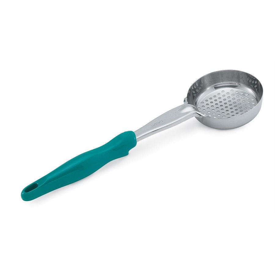 Vollrath 6 Oz Perforated Spoodle with Teal Handle - Perfect for Commercial Kitchens, Restaurants, and Food Service