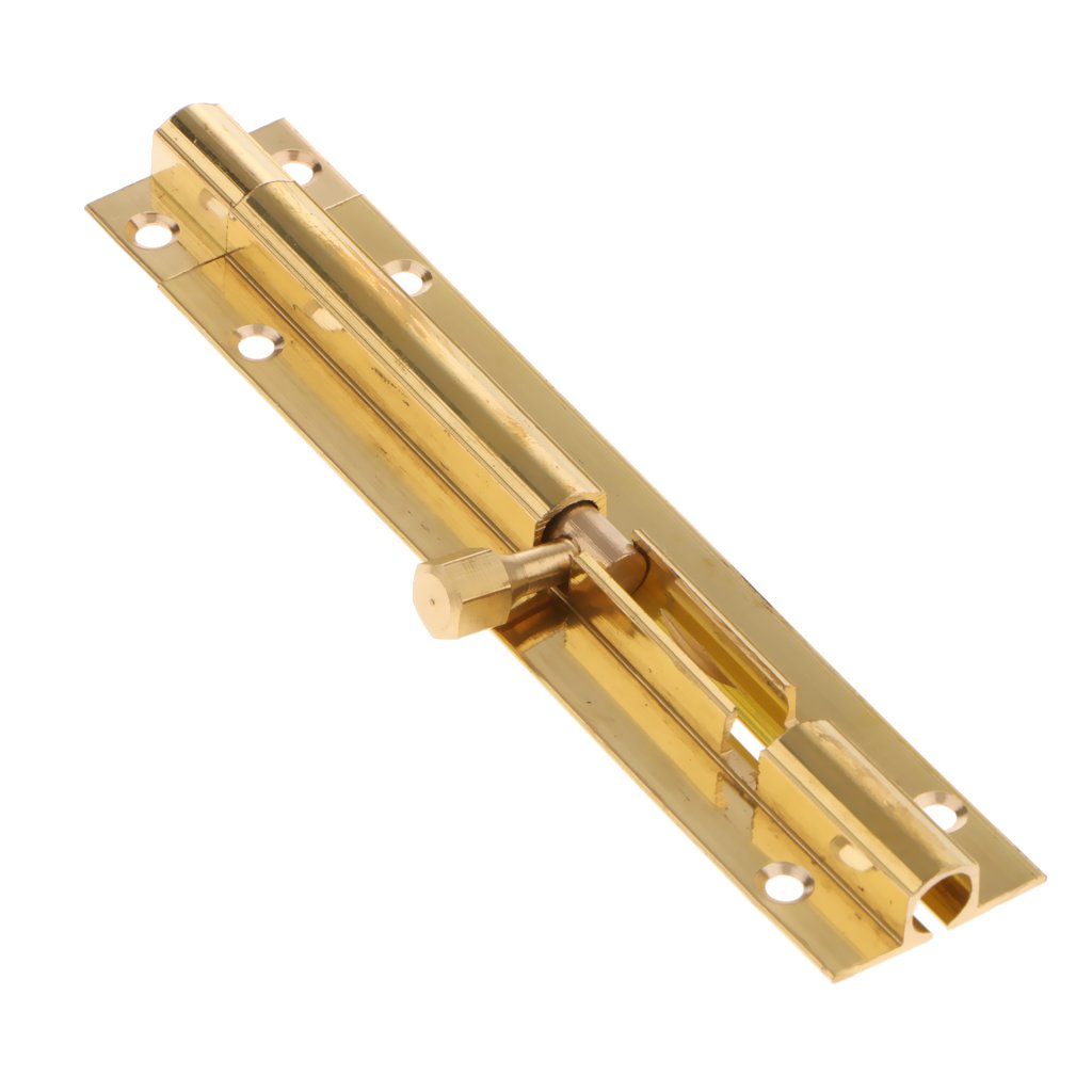 Solid Brass Sliding Door Latch - 4 Inch Heavy Duty Slide Bolt Lock for Gates, Cupboards & Windows | Gold Finish | Home Security & Safety Solution for Doors, Sheds & Cabinets