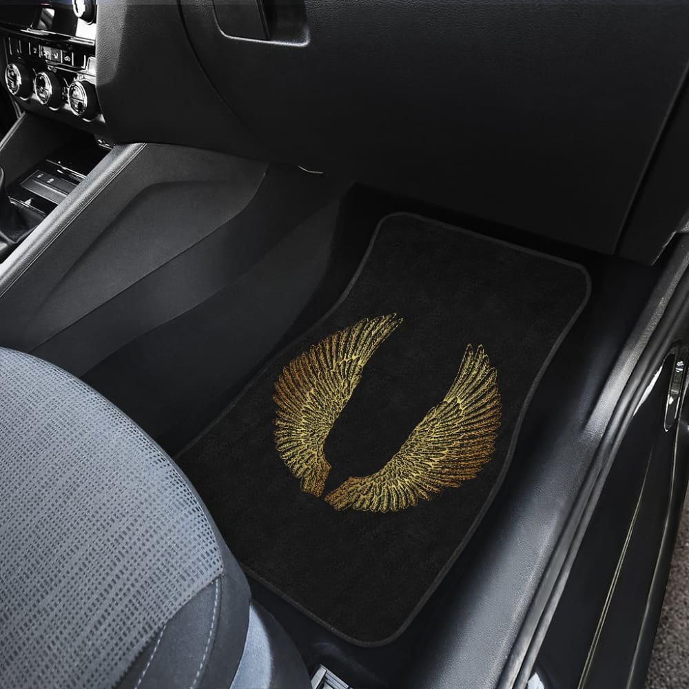 Custom Angel Wings Gold Car Floor Mats - Premium Fit for Luxury & Sports Cars - Perfect for Gifts, Car Shows & Personalization
