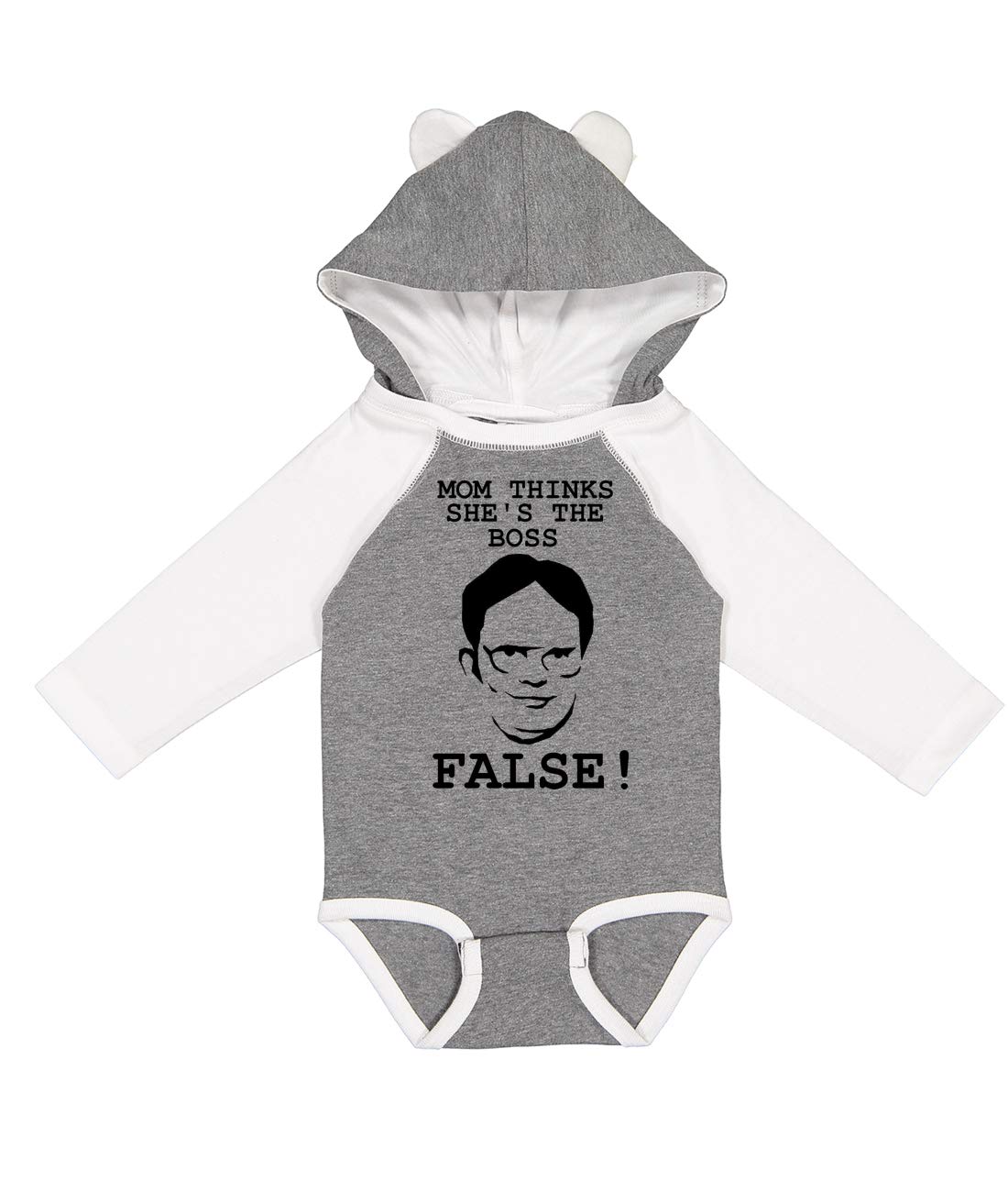 The Office Dwight Schrute False Long Sleeve Baby Onesie with Ears | NorthStarTees | Funny TV Show Costume for Infants & Toddlers | Perfect for Halloween, Cosplay & Themed Parties