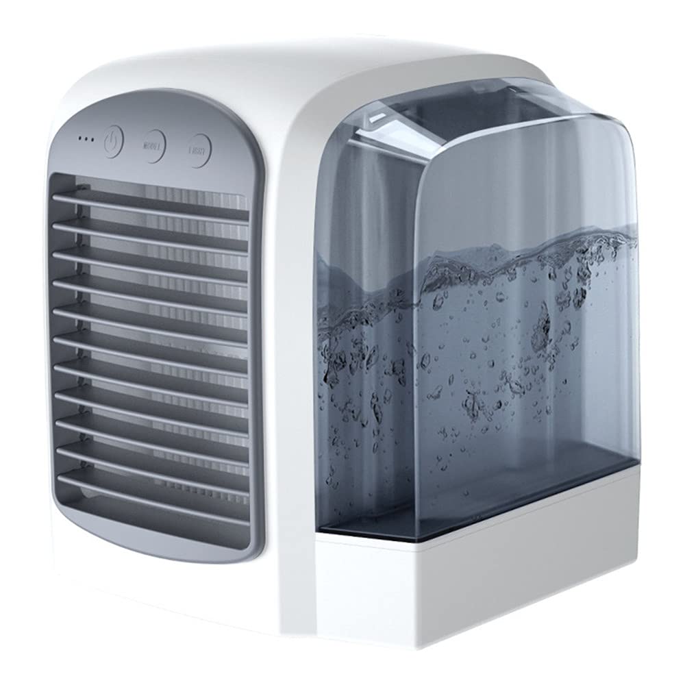 Portable Air Conditioner Cooler - Silent 3-Speed Mini Air Cooler Fan with Water Tank | Personal Cooling Fan for Home, Office & Bedroom | Perfect for Summer, Hot Weather & Small Spaces (Grey)