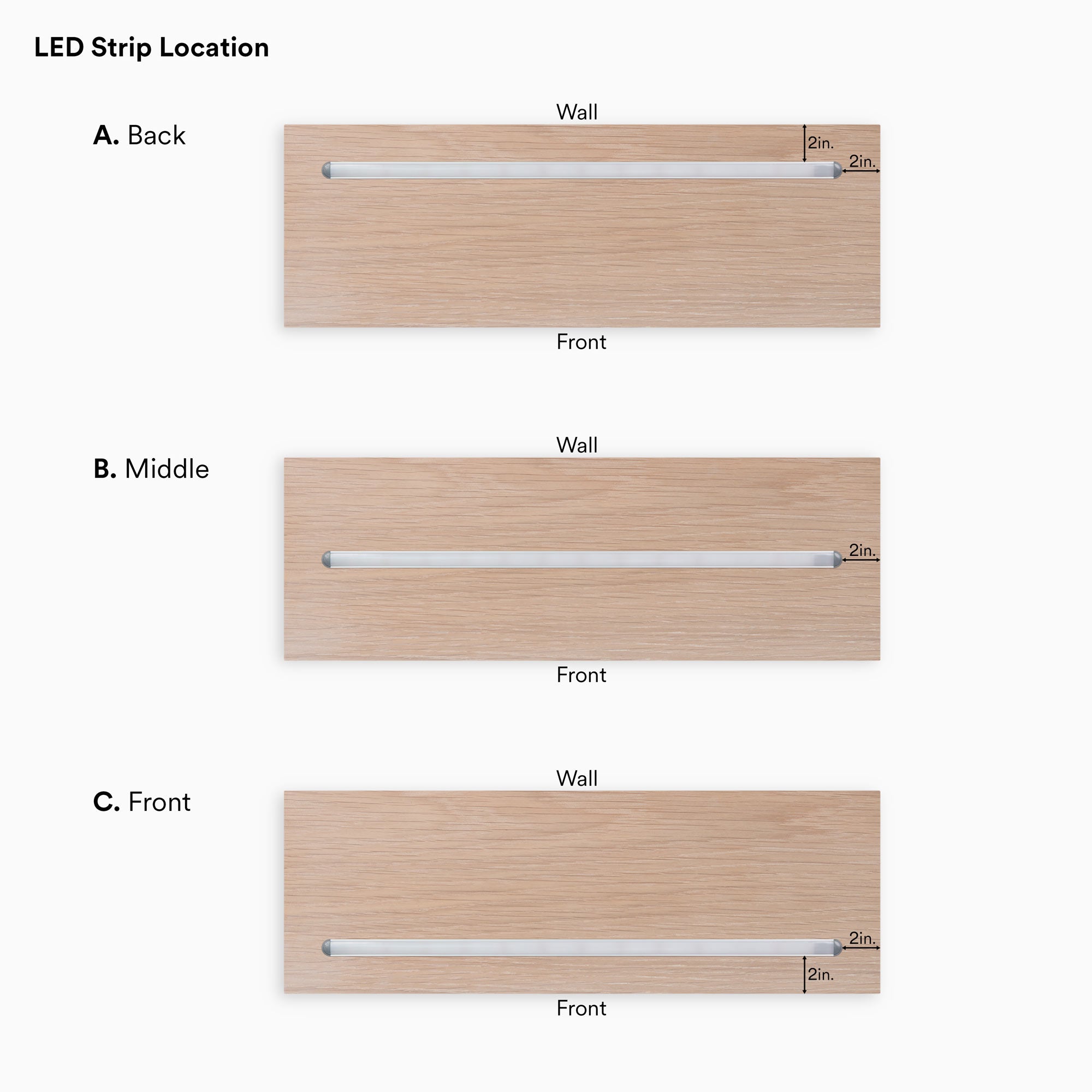 Aksel LED Glazed White Oak Floating Shelf - Modern Wall Mounted Storage for Living Room, Bedroom & Kitchen Decor