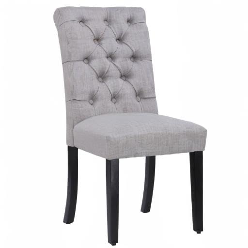 WestinTrends Hayes Tufted Dining Chairs - Linen Upholstered Kitchen & Dining Table Chairs with Solid Wood Legs in Gray | Perfect for Modern Farmhouse, Restaurant Style & Home Decor