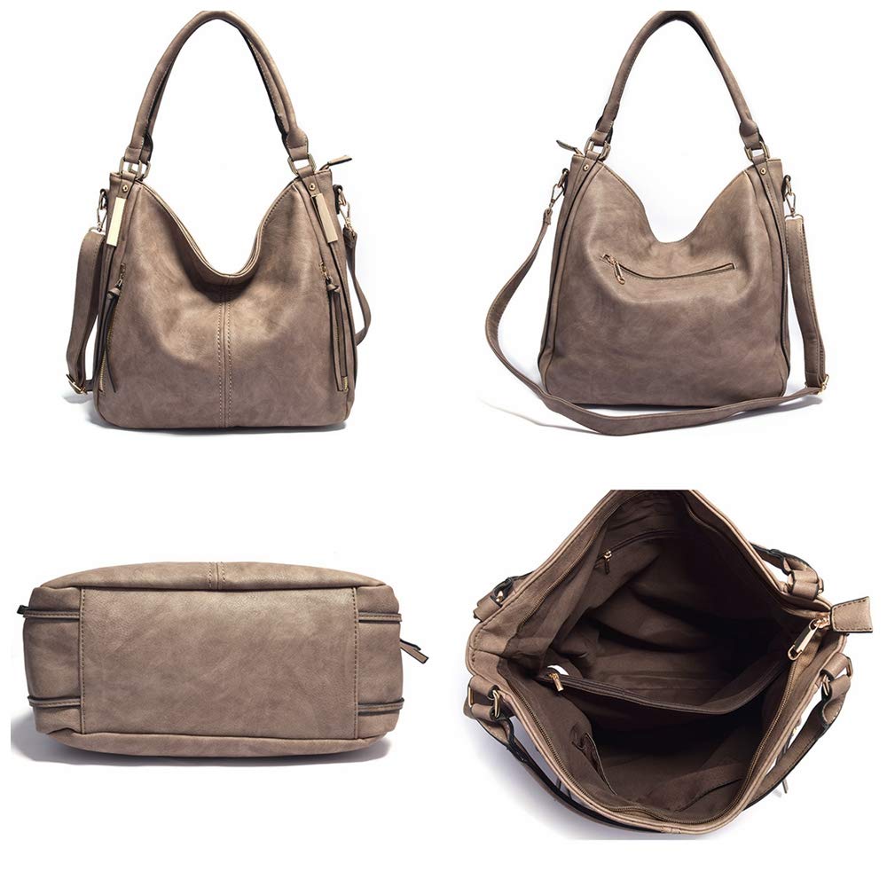 Mn&Sue Women's PU Leather Hobo Shoulder Bag - Large Top Handle Satchel Work Tote for Office, Travel & Everyday Use | Fashion Handbags & Purses