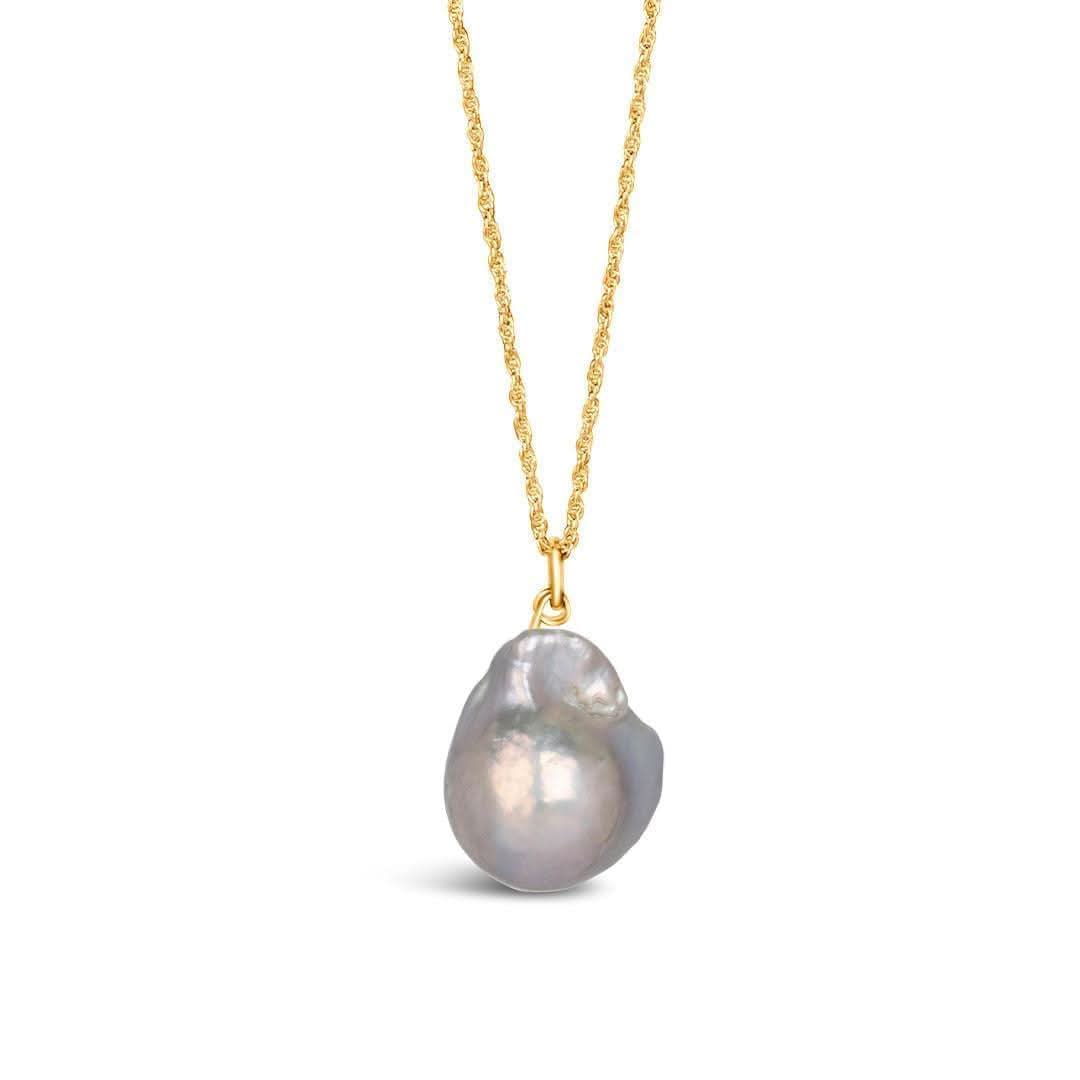 Elegant Baroque Grey Pearl Necklace in Gold - Perfect for Weddings, Parties & Special Occasions
