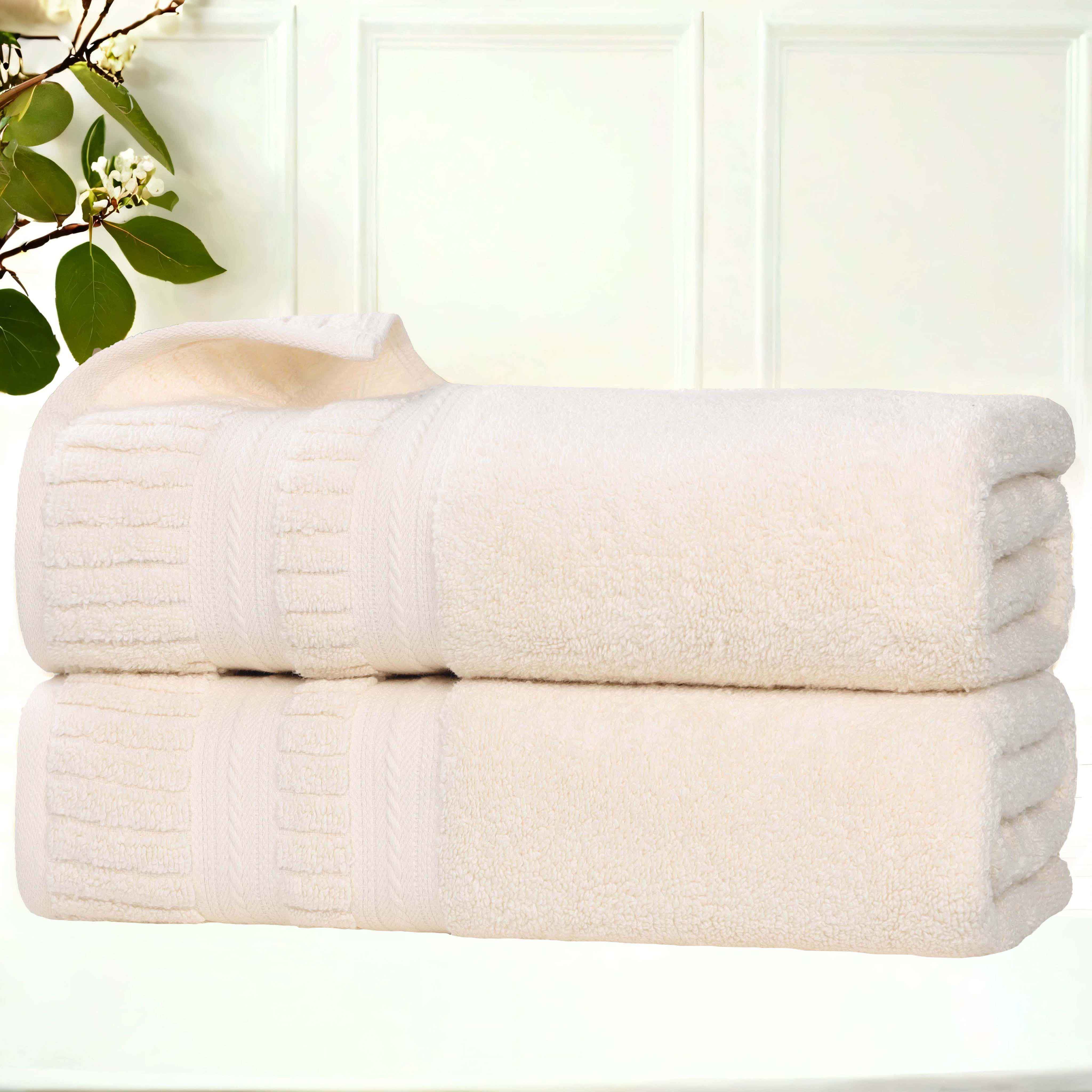 Venice Zero Twist Cotton Medium Weight Absorbent Bath Towels, Set of 2 - Ultra Soft & Quick Drying Towels for Spa, Gym & Luxury Bathroom