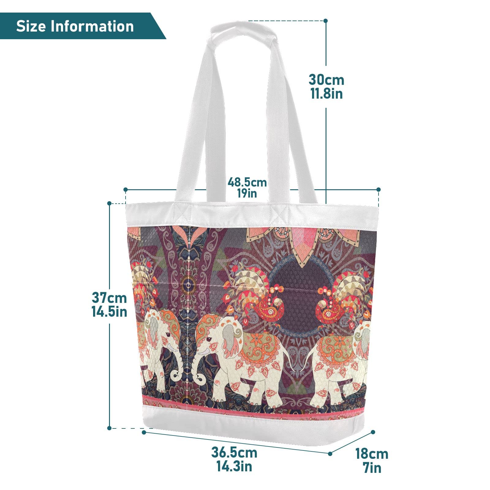 Exotic Elephants & Peacocks Mesh Beach Tote Bag - Large Waterproof Sandproof Beach Bag for Women, Pool, Gym & Sports | Perfect for Summer Vacation, Travel & Outdoor Activities