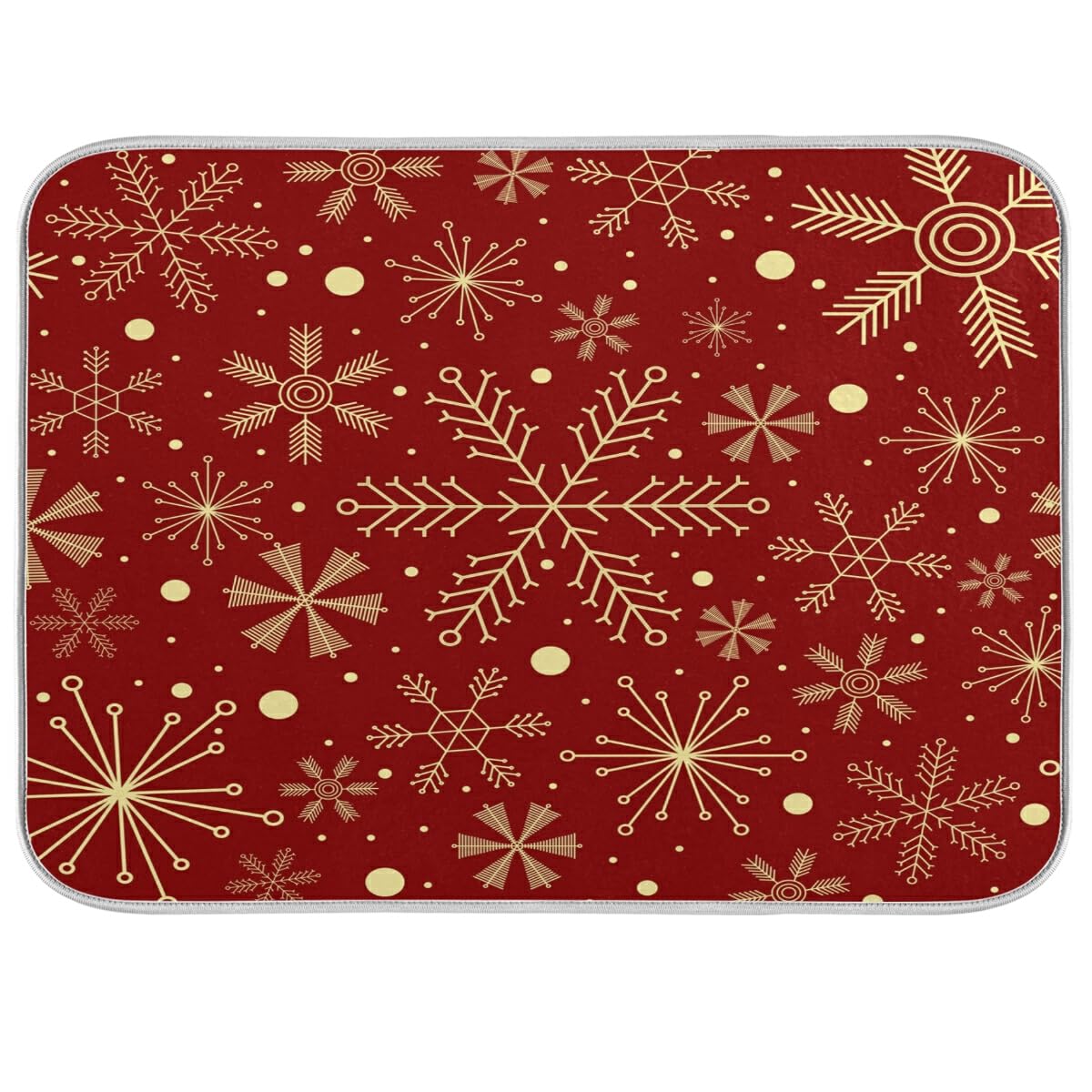 Christmas Snowflakes Dish Drying Mat - Absorbent 16x18