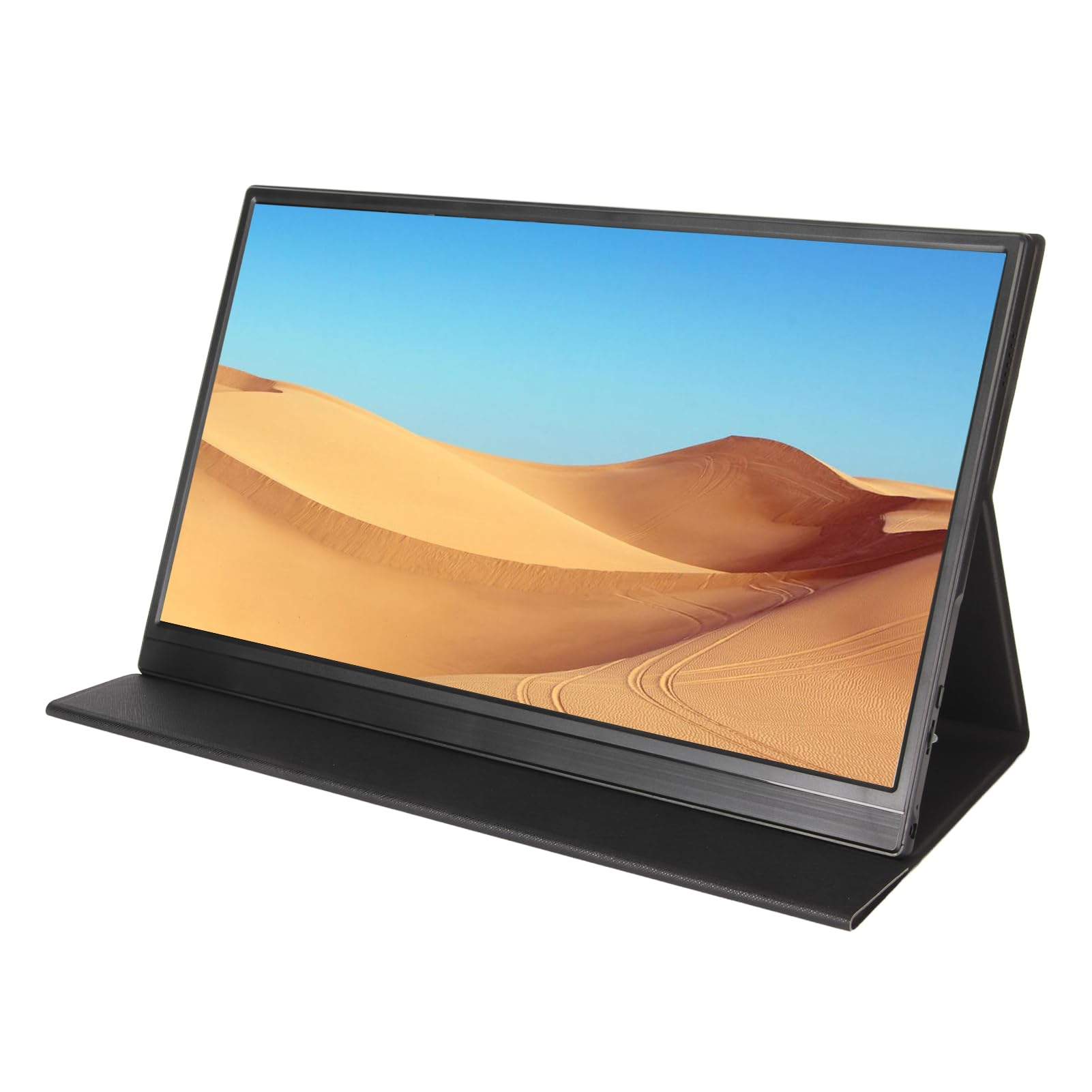 15.6 Inch FHD Portable Monitor with USB-C, Mini HDMI, Plug and Play, 100-240V, Eye Care Technology & Built-in Speaker for Laptop, PC, Gaming, Office Work (European Plug) - Perfect for Remote Work, Travel & Multi-Screen Setup