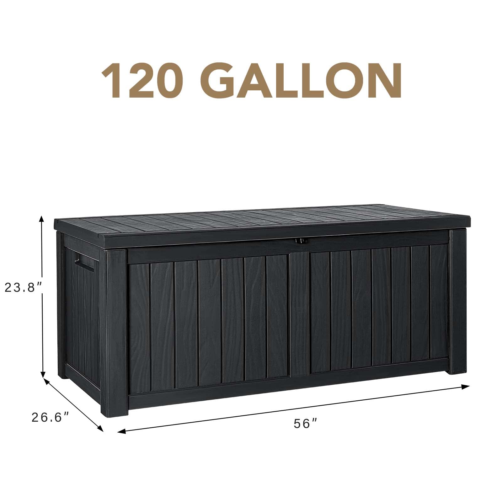 Devoko 120 Gallon Resin Deck Box - Waterproof Outdoor Storage Container with Lockable Lid for Patio Furniture Cushions, Garden Tools, Pool Accessories & More - Ideal for Backyard, Deck, and Garage Organization