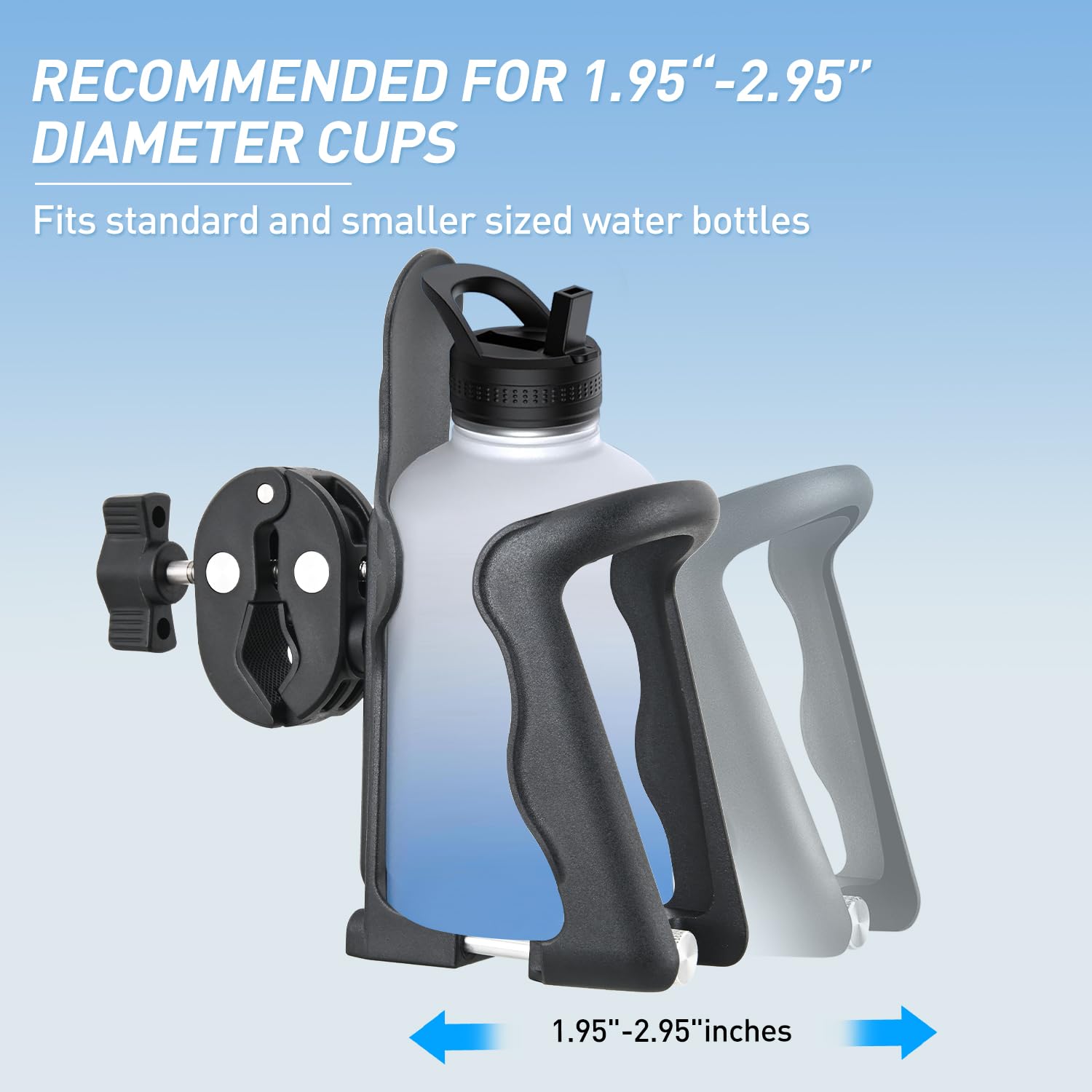 Frokom Universal Adjustable Motorcycle Cup Holder - Bike Water Bottle Cage for 1.95”-2.75” Handlebar - Compatible with Bicycle, ATV, UTV, Wheelchair & Stroller - Perfect for Road Trips, Commuting & Outdoor Adventures