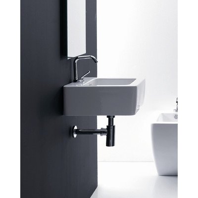Kerasan Ego Modern Wall Mounted Bathroom Sink - Vessel Style Ceramic Vanity Basin for Powder Room, Guest Bath & Master Bathroom - Perfect for Small Spaces & Contemporary Home Decor