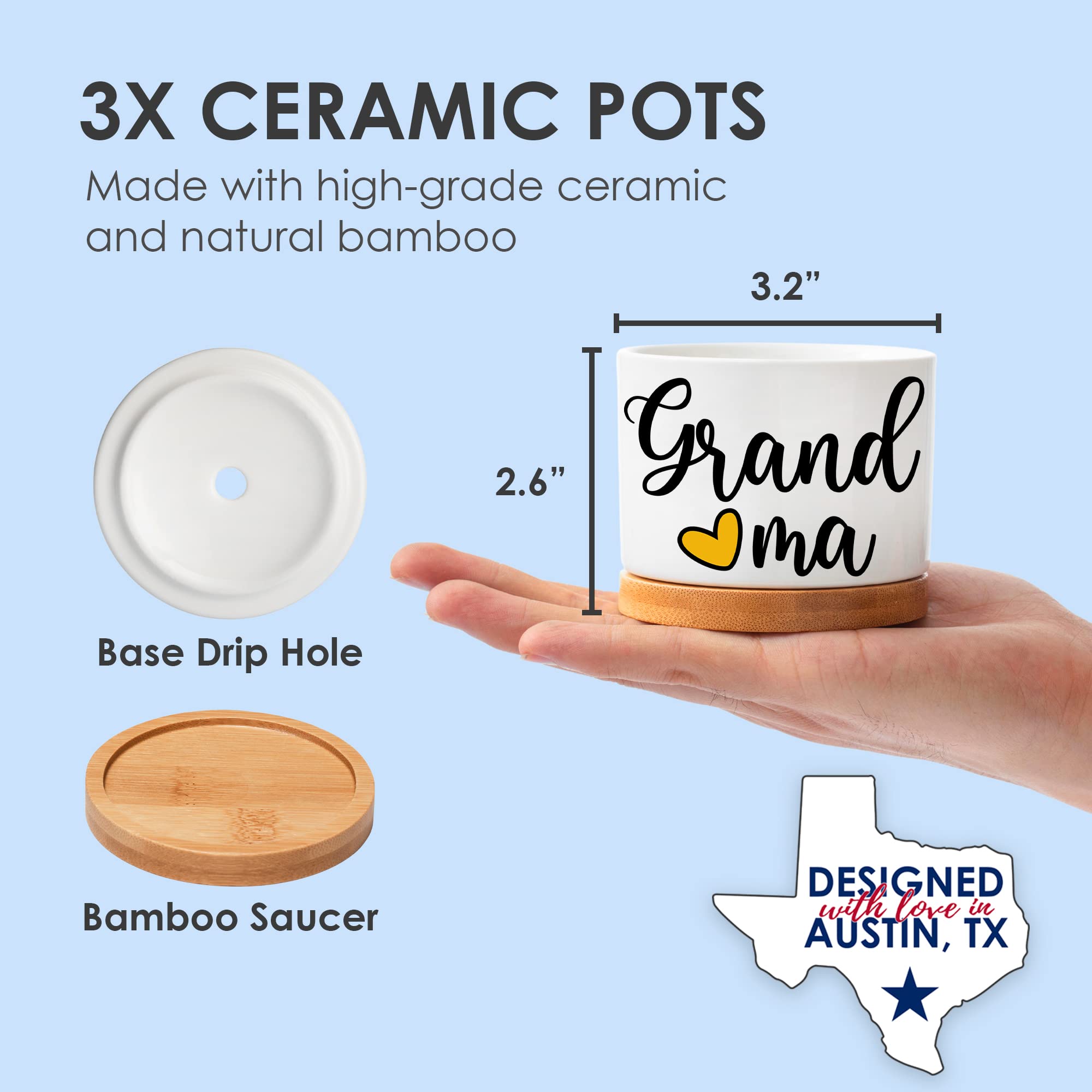 Best Grandma Ever Planters - Thoughtful Gifts for Grandma from Granddaughter & Grandson | Unique Birthday Gifts for Grandmother | Perfect for Home Decor, Garden Planting & Special Occasions