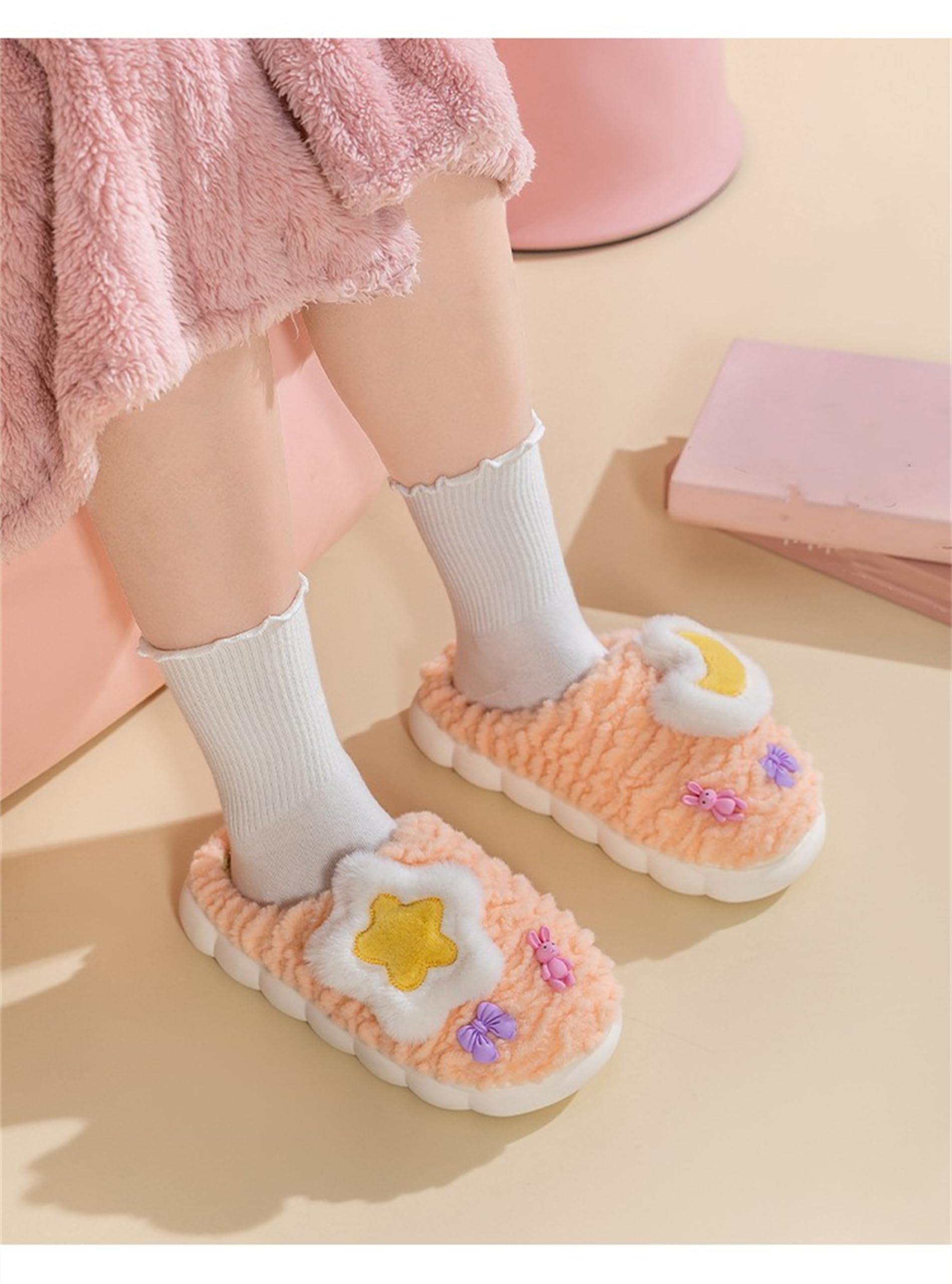 Star Cotton Slippers for Men & Women - Ultra Soft Plush Indoor House Shoes for Home Comfort | Cozy Lounge Wear for Relaxing Evenings