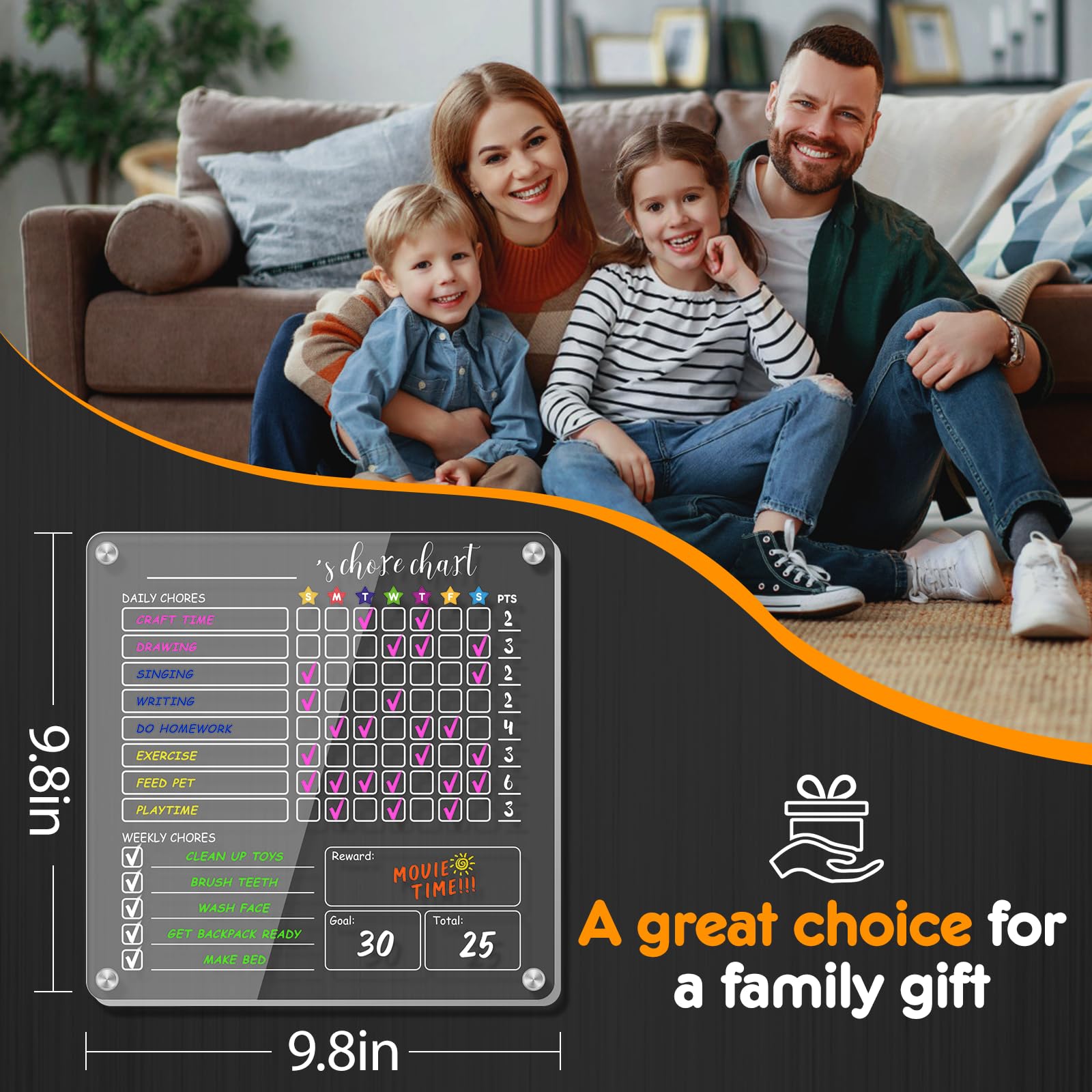 IDEATECH Magnetic Chore Chart for Kids - 10